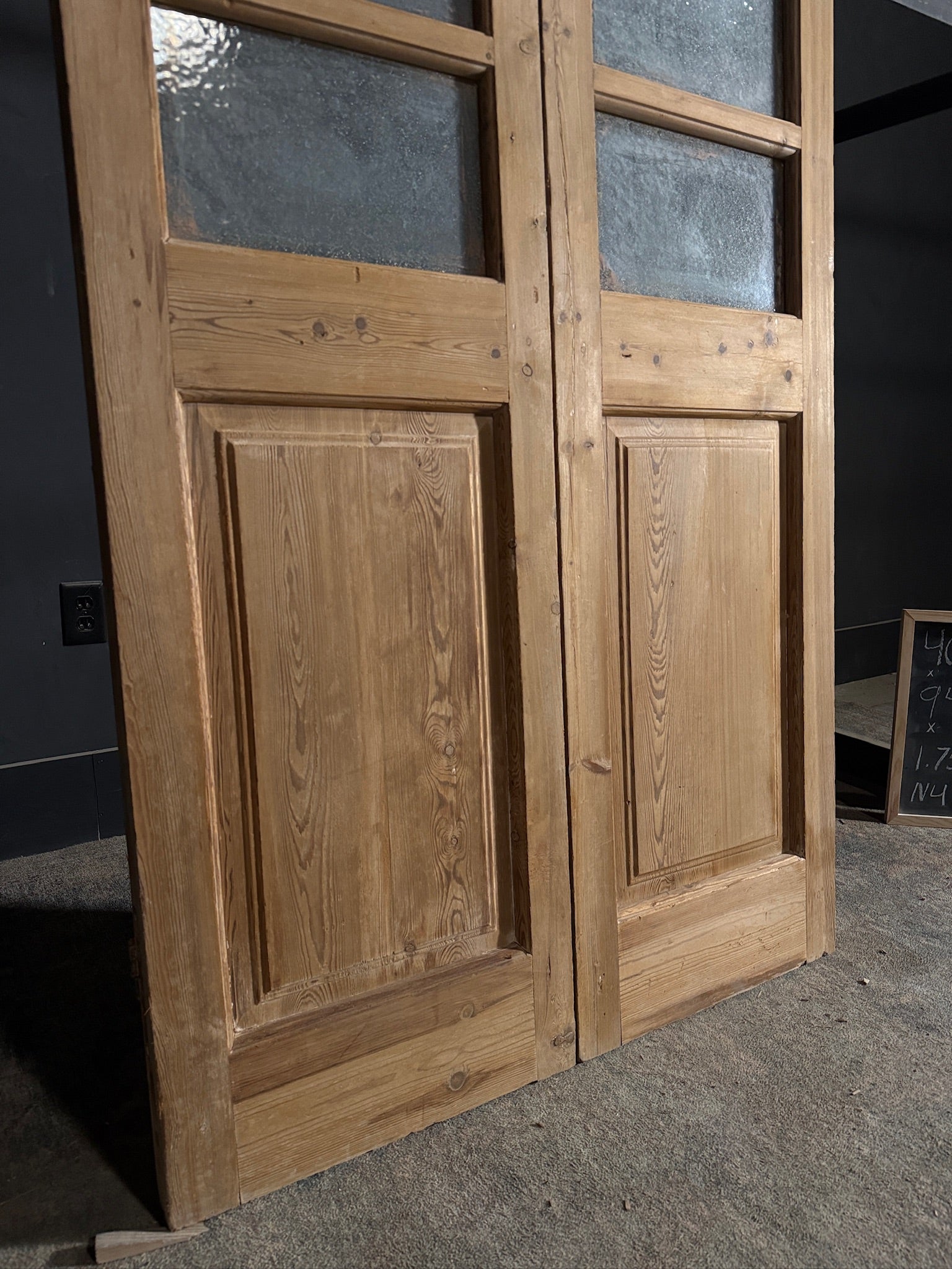 Antique Obscured Glass 3 Lite French Doors - 40.25x94.5 - N482