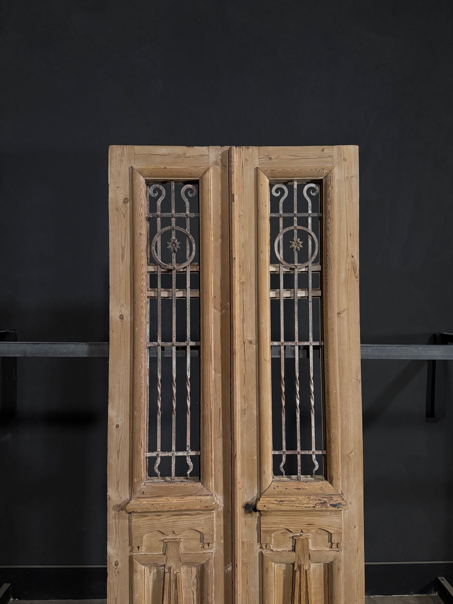 Antique Carved Iron French Doors - 36.25x88.75 - N326