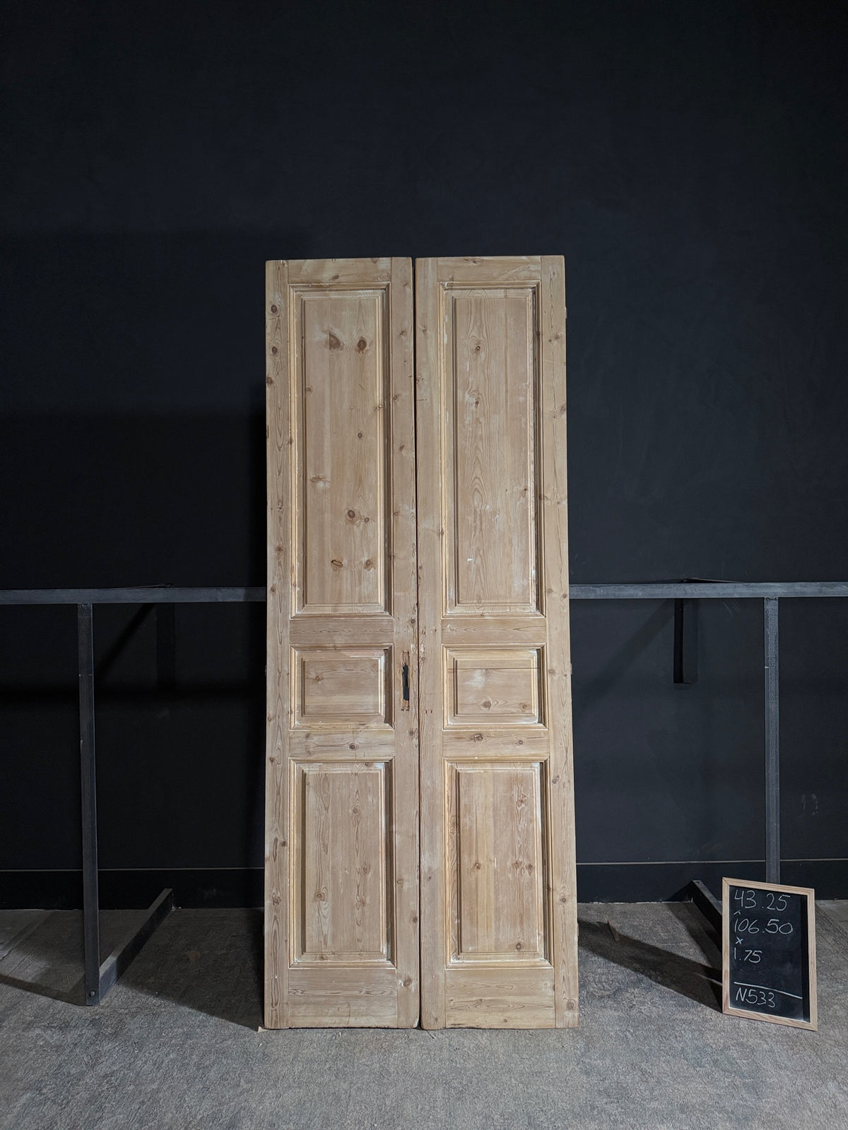 Antique 3 Panel Solid Double Doors - 43.25x106.5 - N533