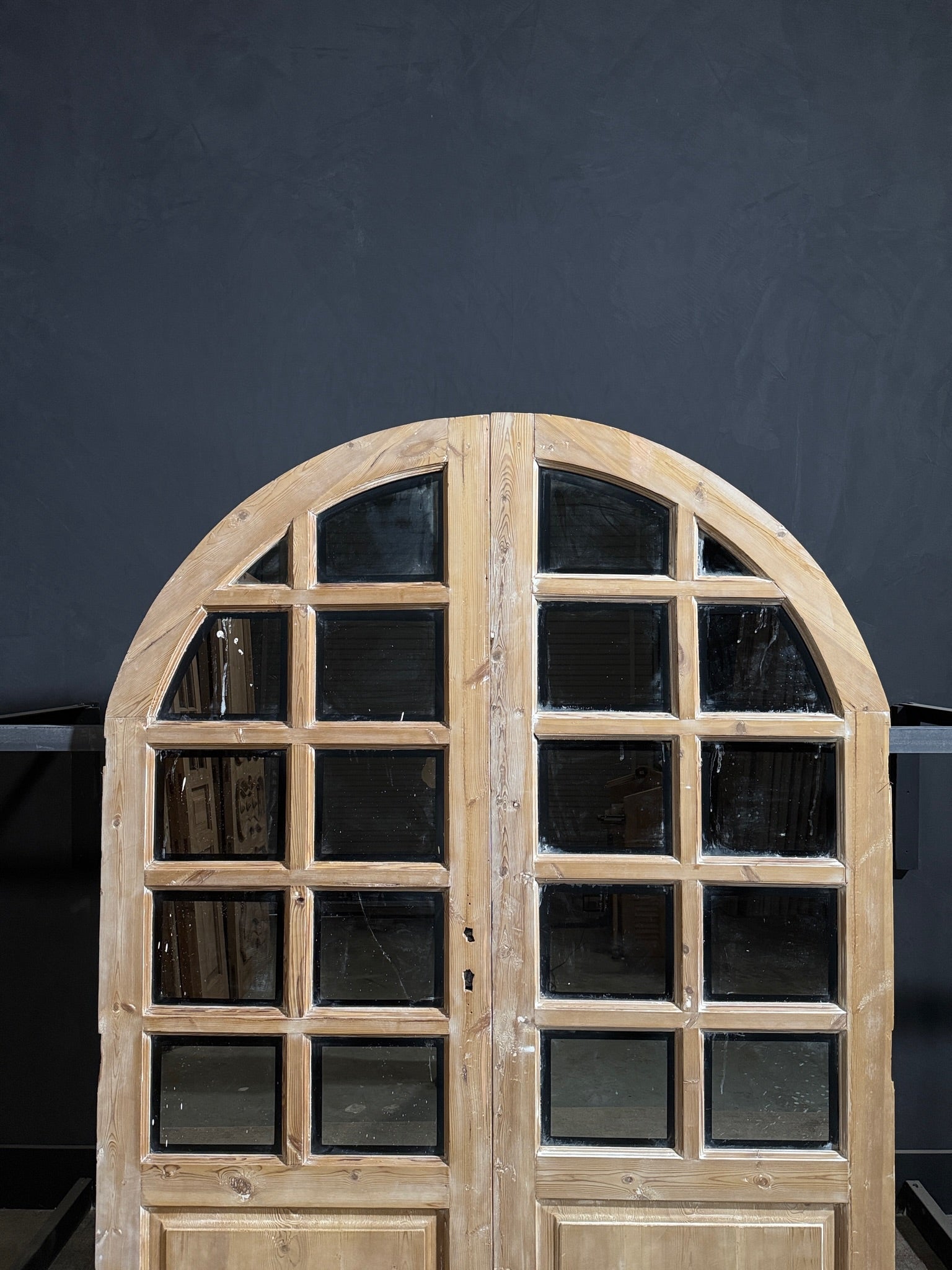 Antique Glass 10 Lite Arched French Doors - 62x85 - N245
