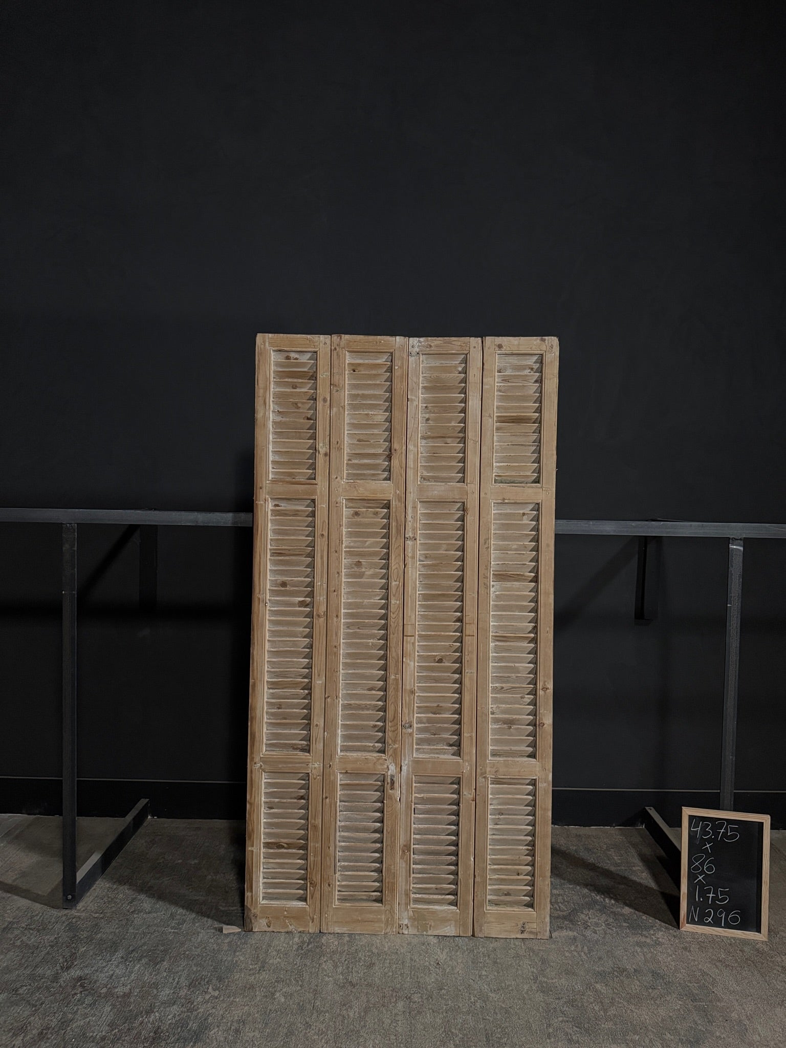 Antique Louvered 3 Panel Bi-Fold Doors - 43.75x86 - N296