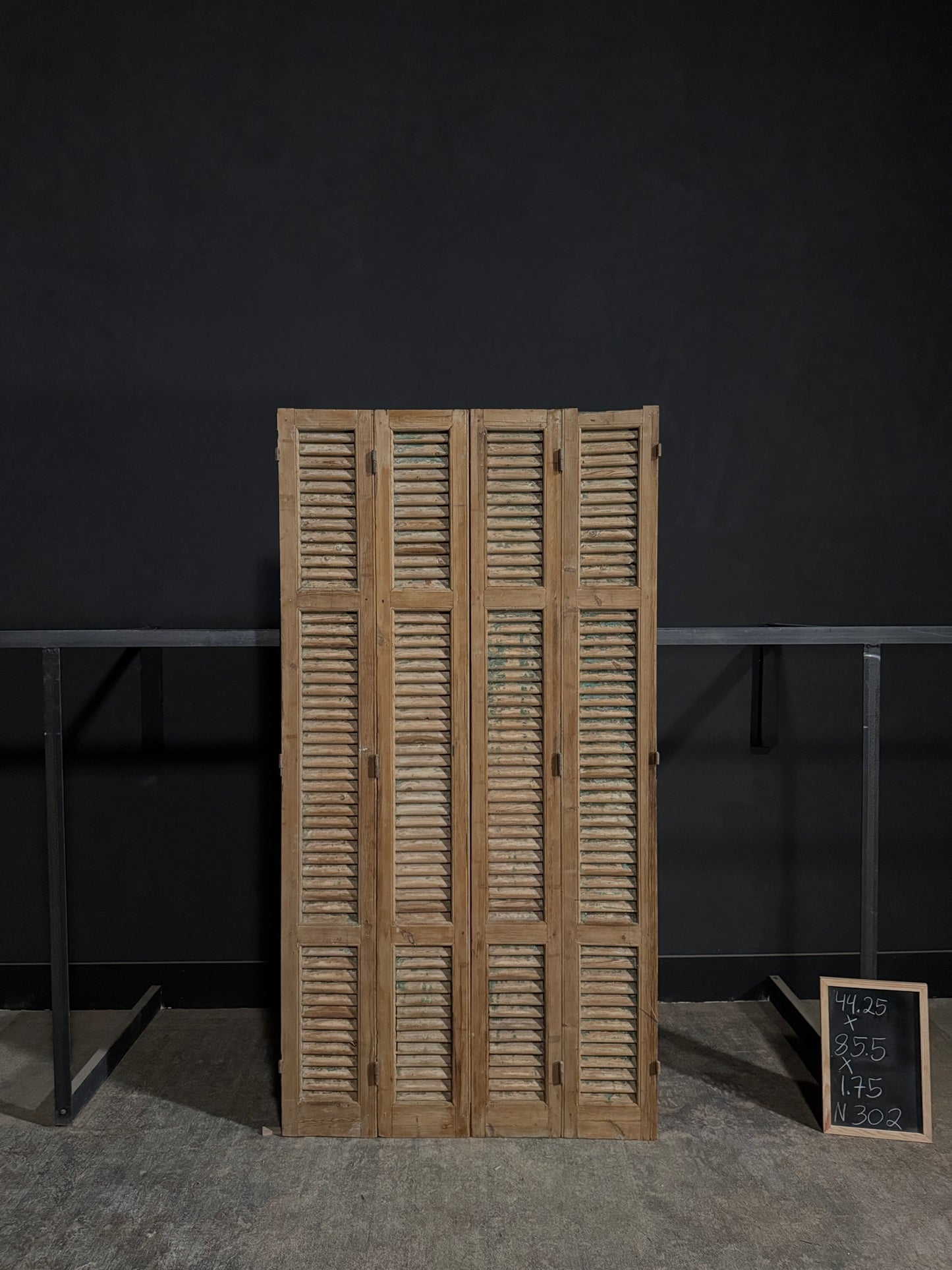 Antique Louvered 3 Panel Bi-Fold Doors - 44.25x85.5 - N302