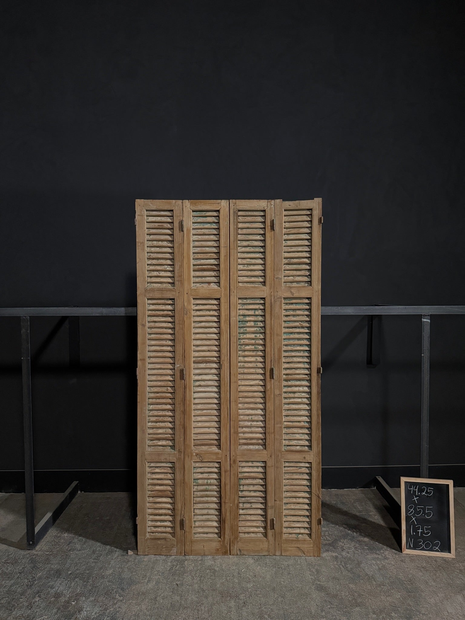 Antique Louvered 3 Panel Bi-Fold Doors - 44.25x85.5 - N302