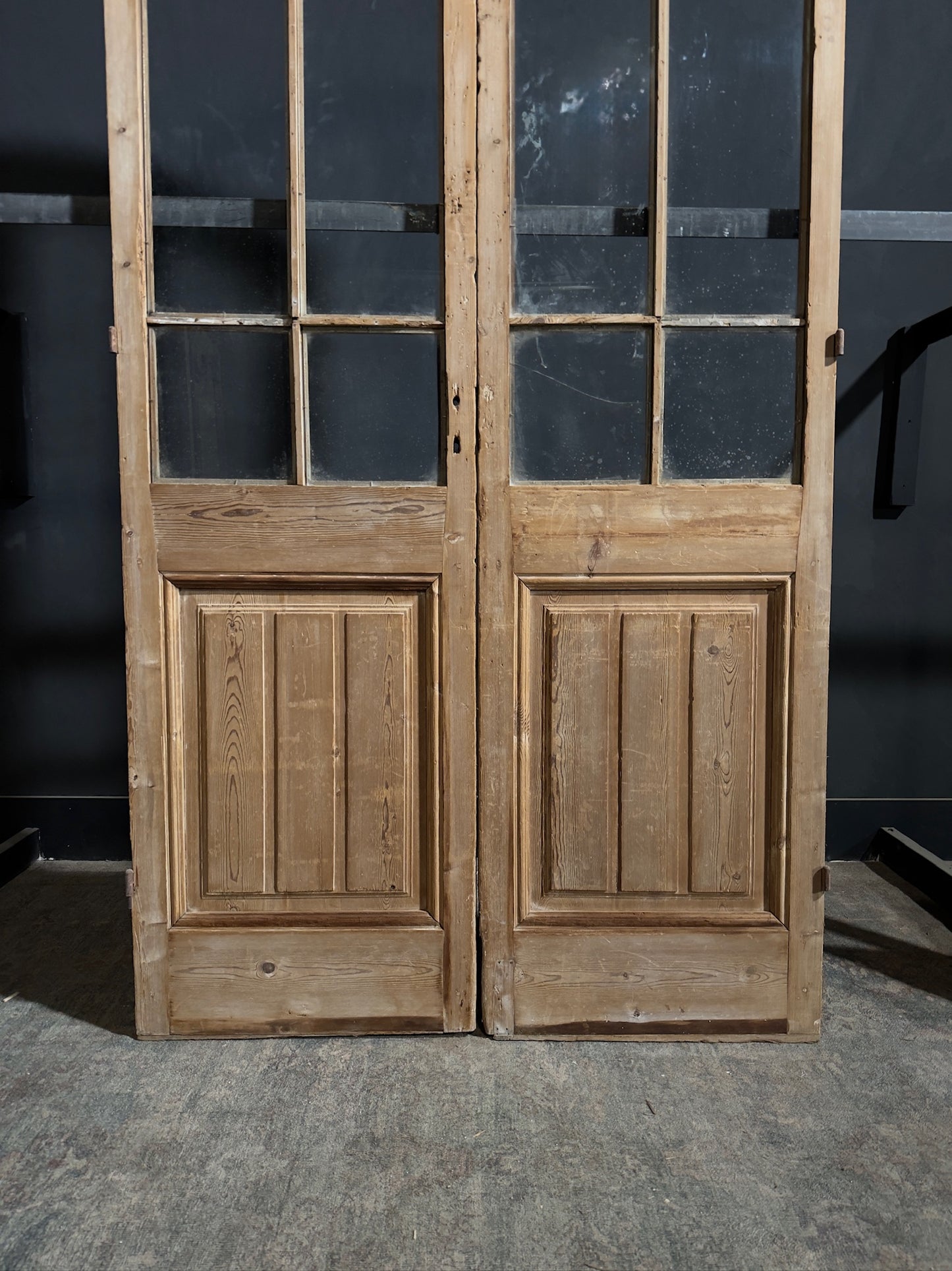 Antique Glass 4 Lite Arched French Doors - 50x96 - N246