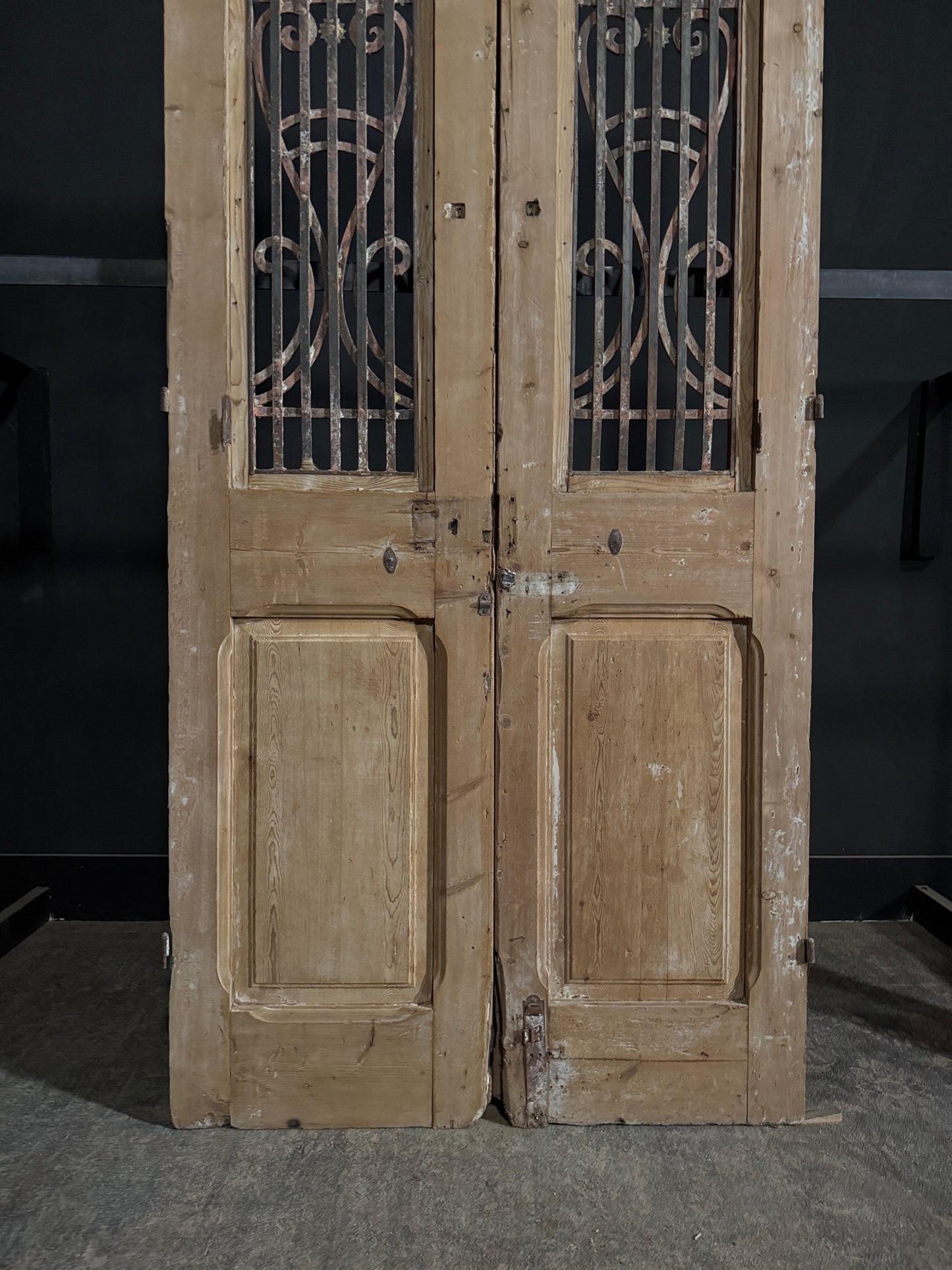 Antique Carved Iron French Doors - 44x97 - N336