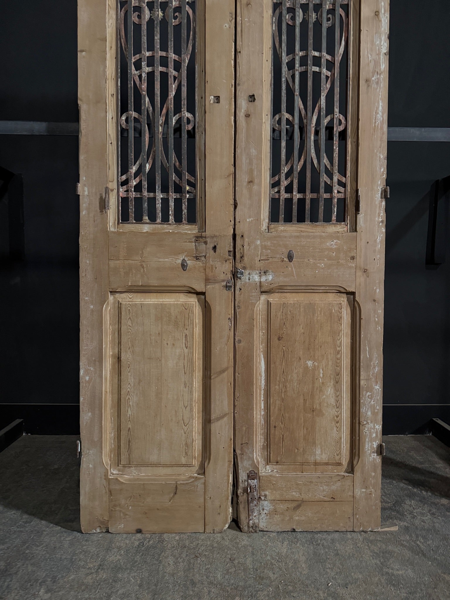 Antique Carved Iron French Doors - 44x97 - N336