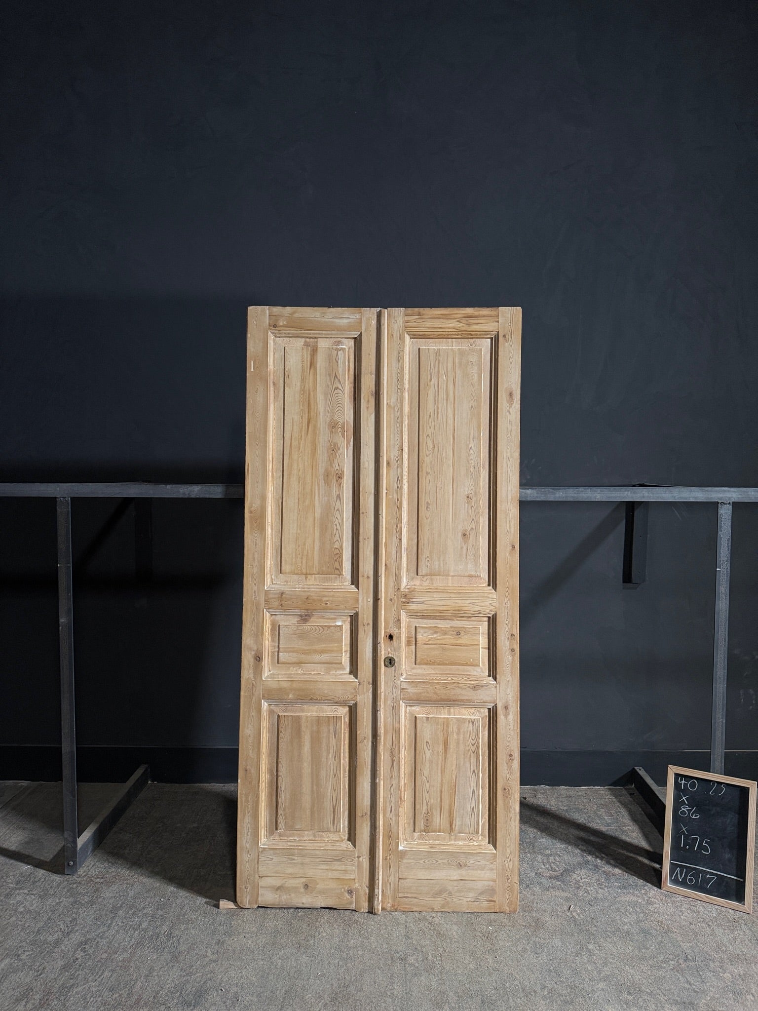 Antique 3 Panel Solid Double Doors - 40.25x86 - N617
