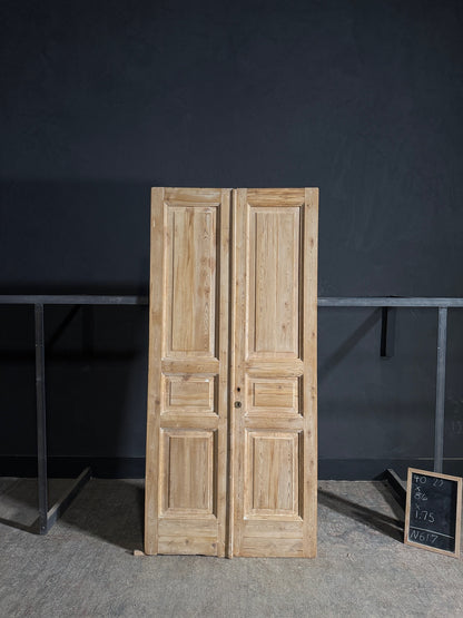 Antique 3 Panel Solid Double Doors - 40.25x86 - N617