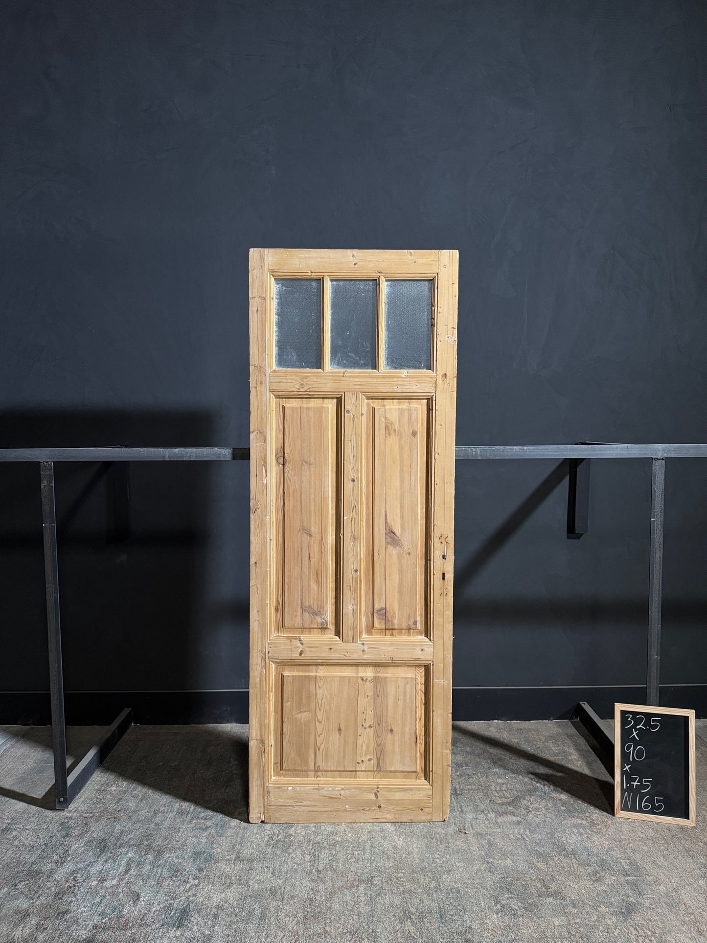 Antique Obscured Glass 3 Lite Single Door - 32.5x90 - N165