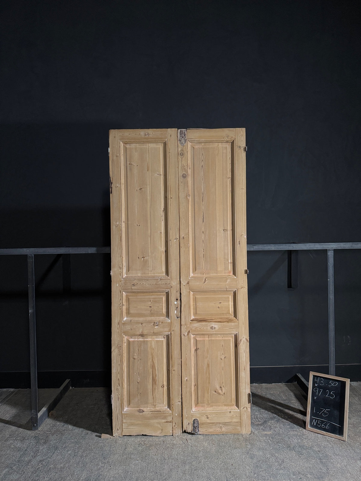 Antique 3 Panel Solid Double Doors - 43.5x97.25 - N566