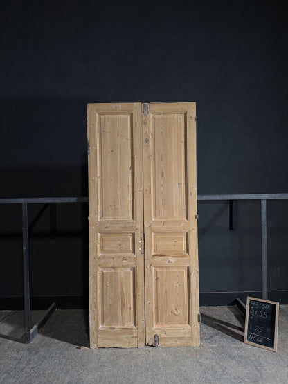 Antique 3 Panel Solid Double Doors - 43.5x97.25 - N566