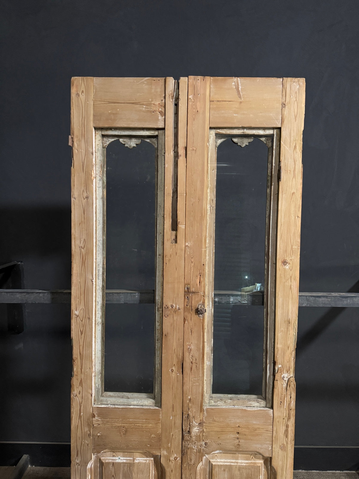 Antique Carved 1 Lite French Doors - 37.5x95 - N715