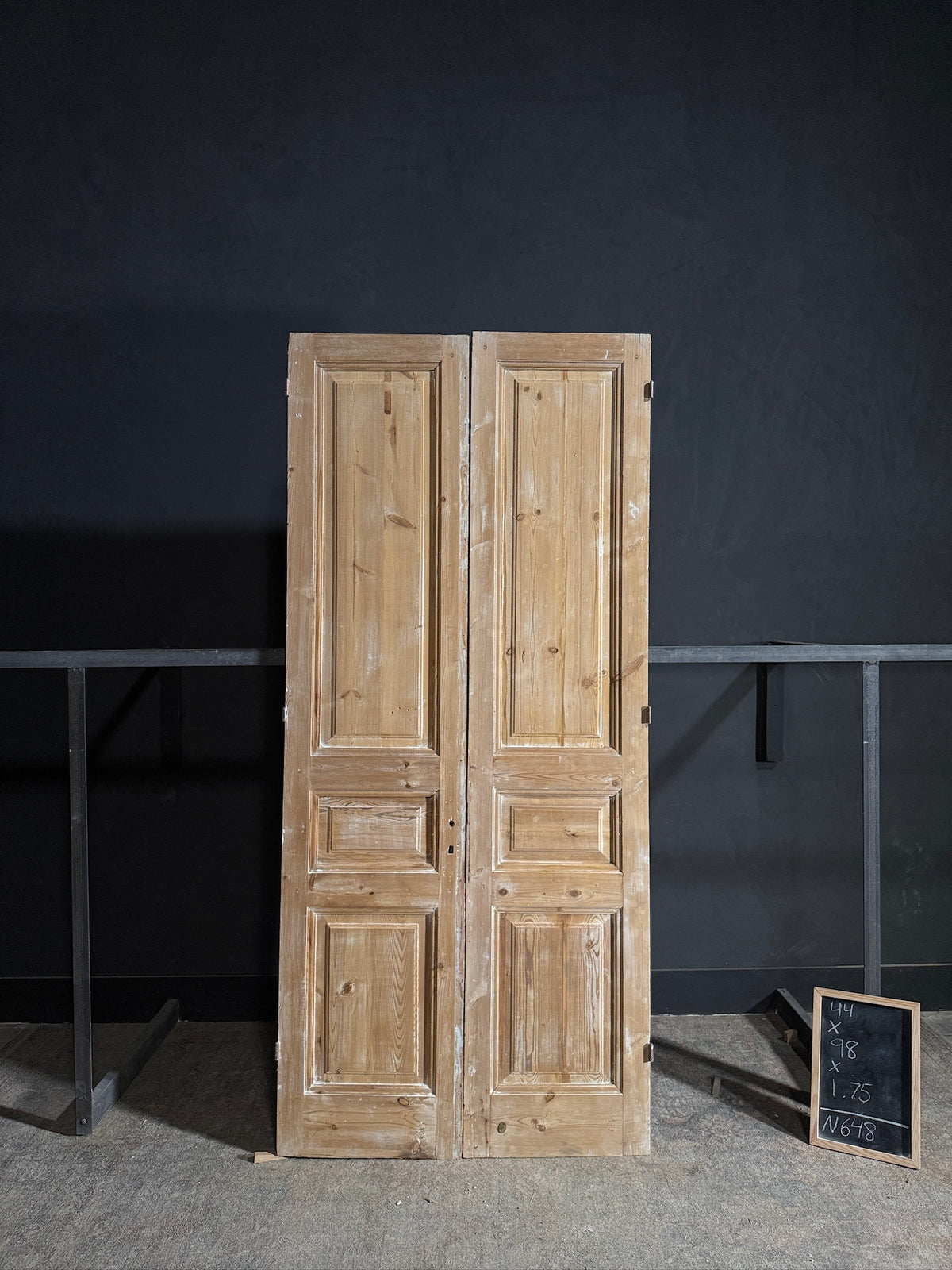 Antique 3 Panel Solid Double Doors - 44x98 - N648