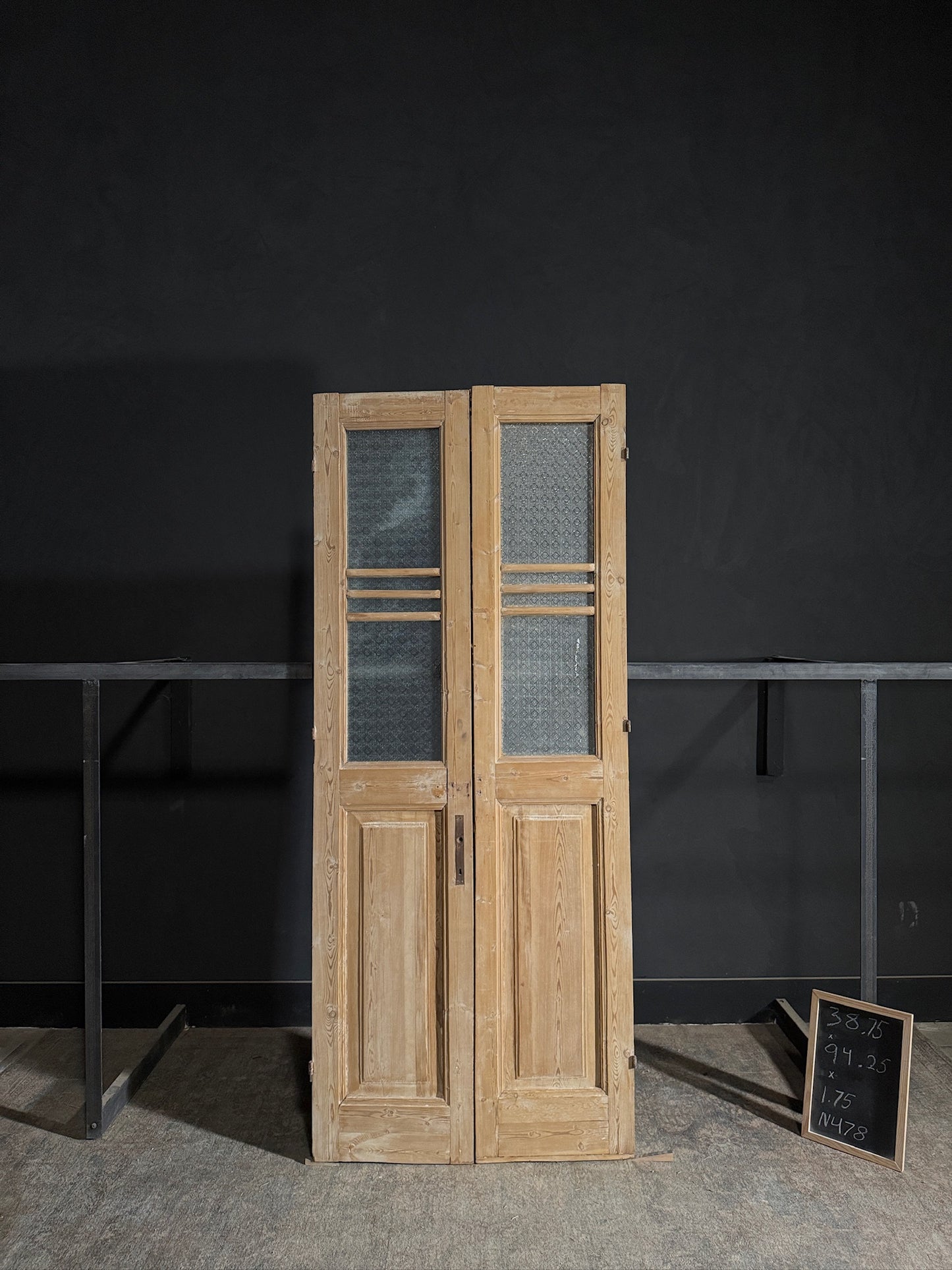 Antique Obscured Glass 2 Lite French Doors - 38.75x94.25 - N478
