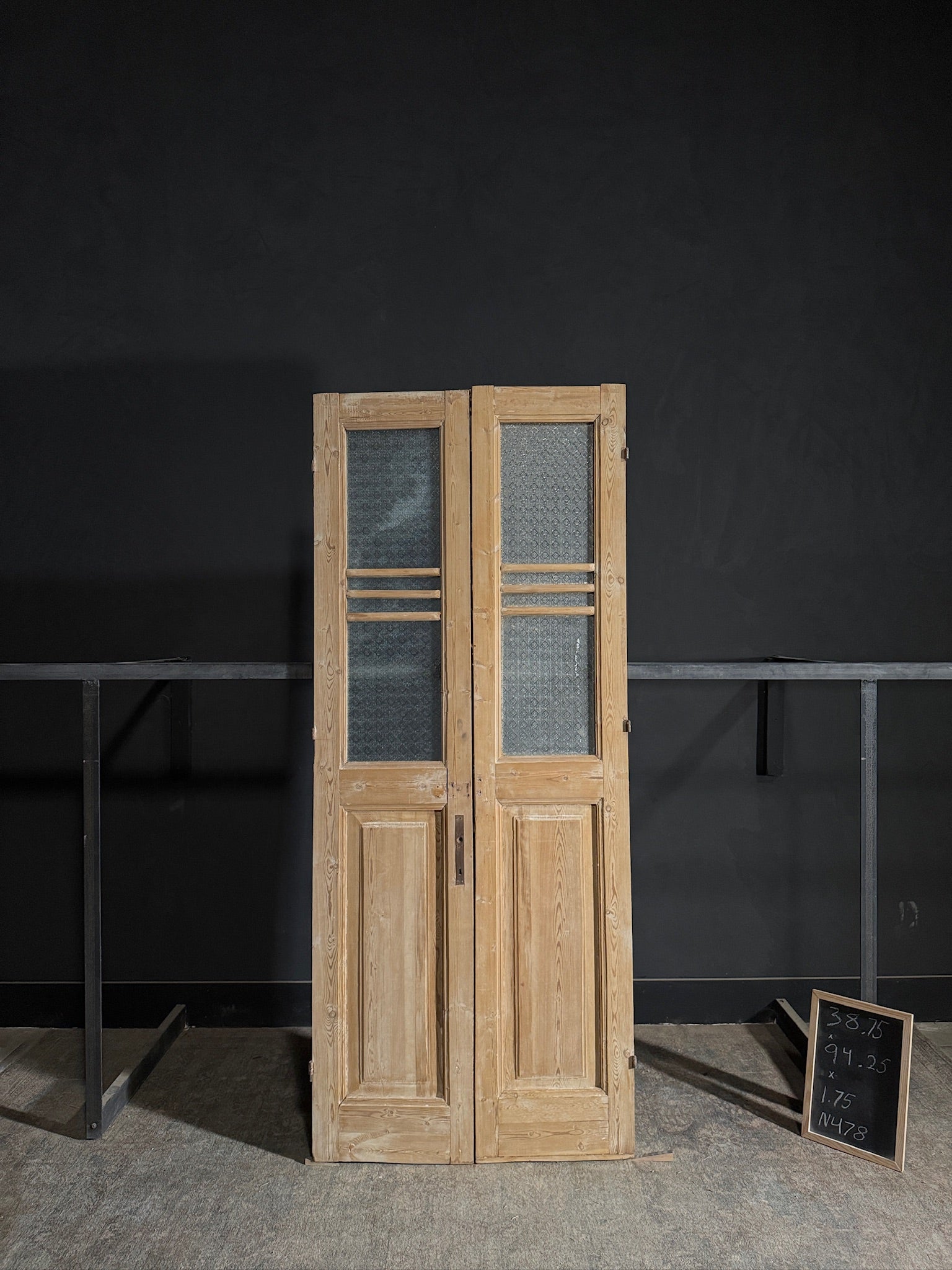 Antique Obscured Glass 2 Lite French Doors - 38.75x94.25 - N478