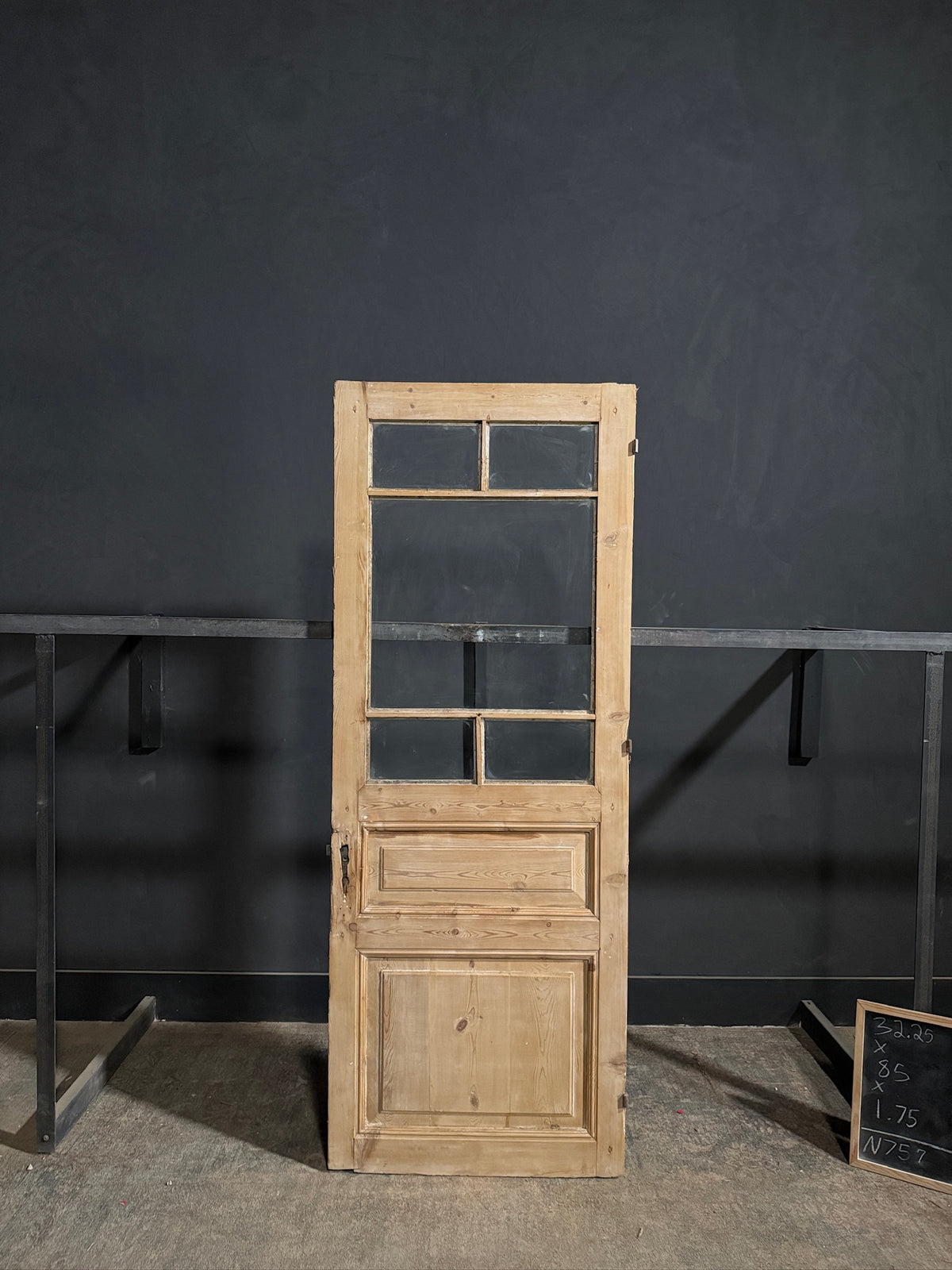 Antique Raised Panel Glass Pantry Door - 32.25x85 - N757
