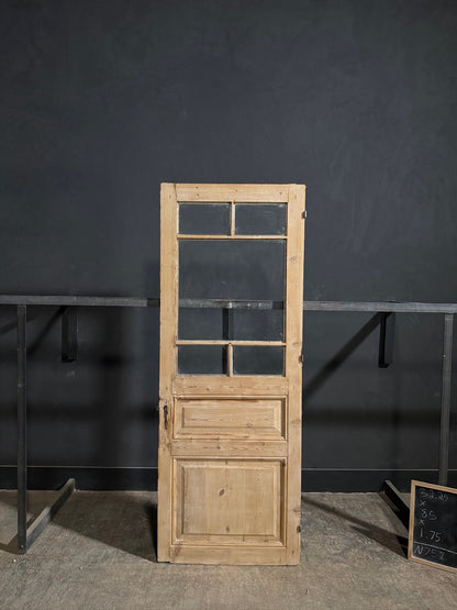 Antique Raised Panel Glass Pantry Door - 32.25x85 - N757