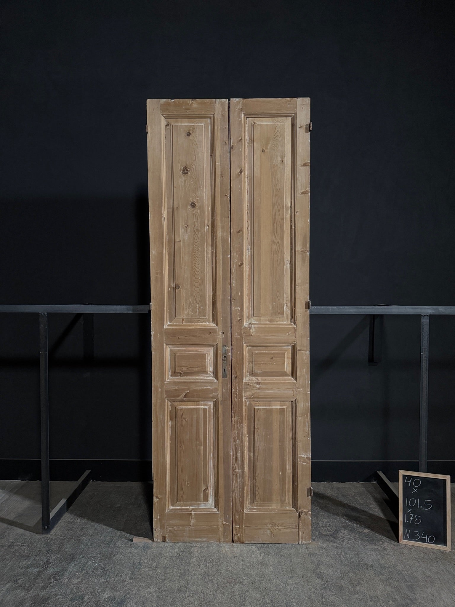 Antique 3 Panel Solid Double Doors - 40x101.5 - N340