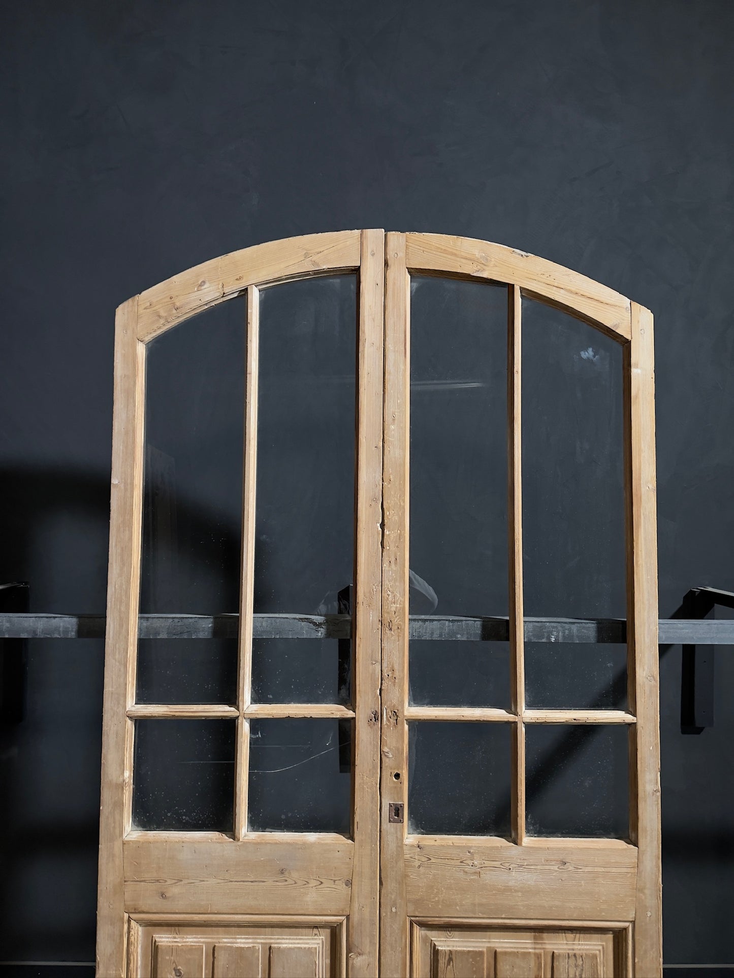 Antique Glass 4 Lite Arched French Doors - 50x96 - N246