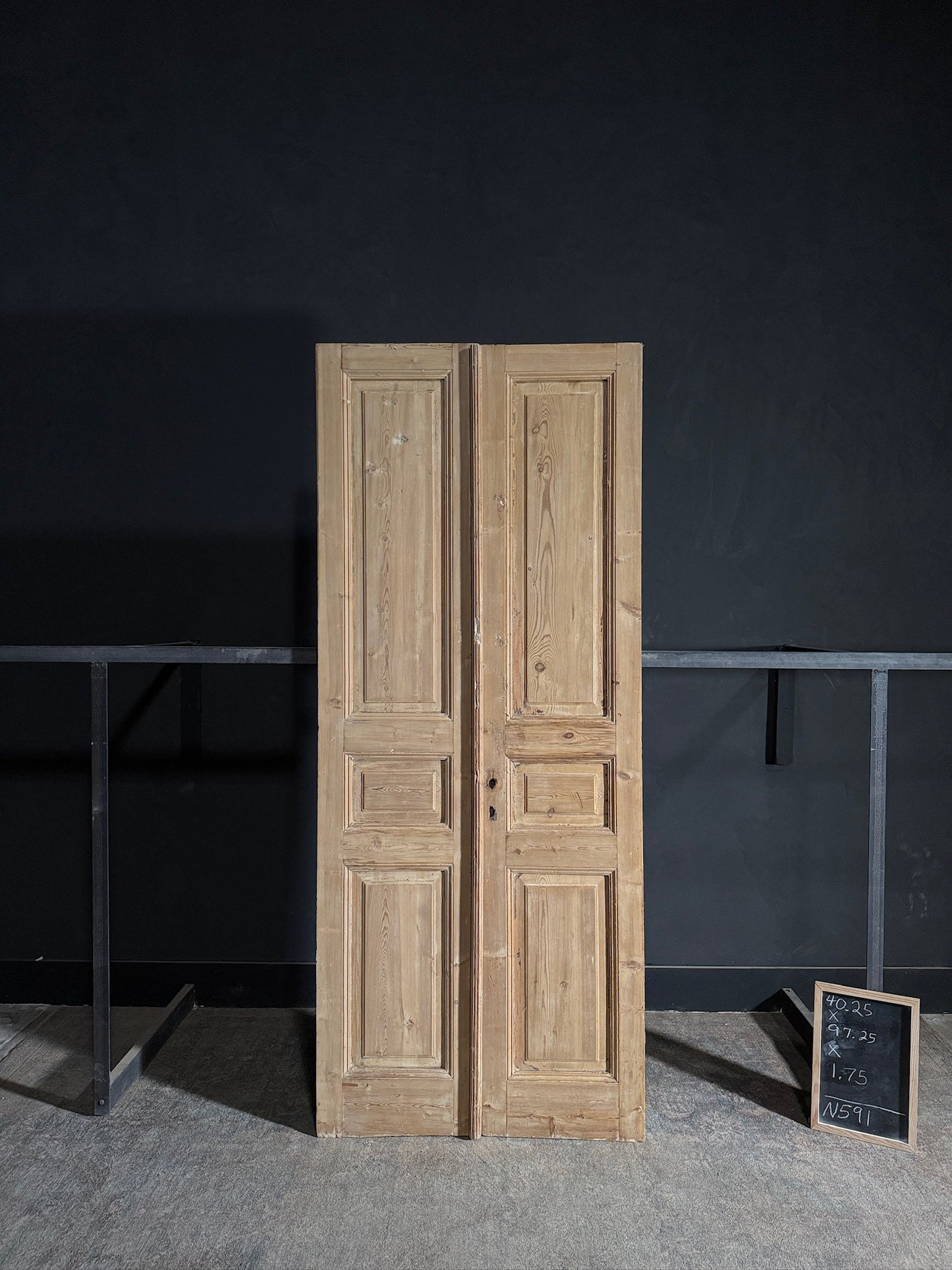 Antique 3 Panel Solid Double Doors - 40.25x97.25 - N591