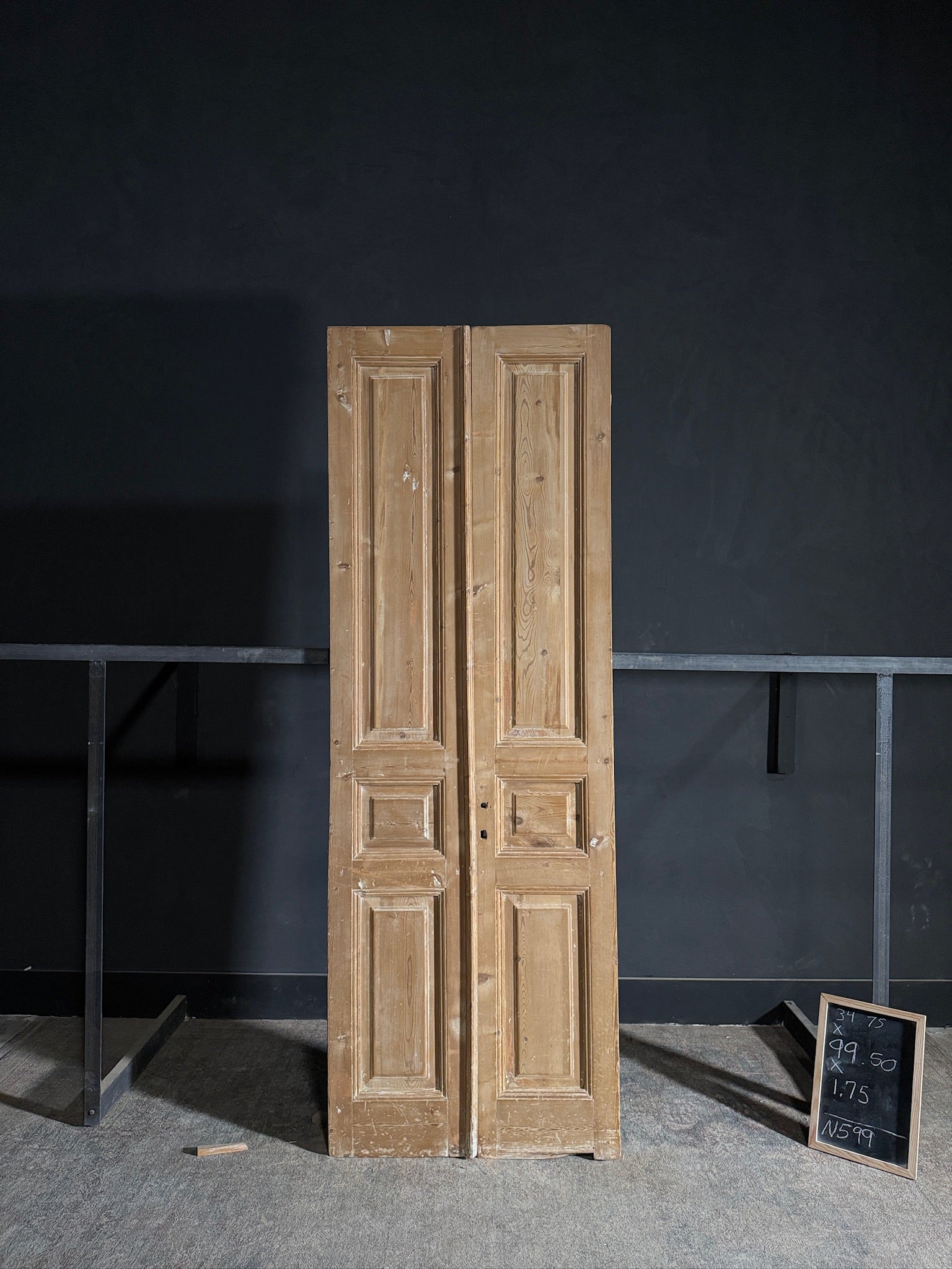 Antique 3 Panel Solid Double Doors - 34.75x99.5 - N599
