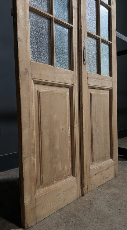 Antique Textured Glass Raised Panel French Doors - 42x95.5 - N768