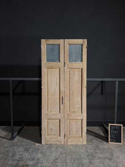 Antique Obscured Glass 1 Lite French Doors - 40.75x94.75 - N89