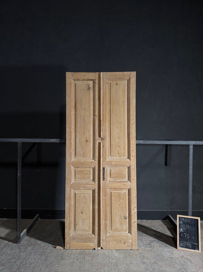 Antique 3 Panel Solid Double Doors - 39.5x97.5 - N595