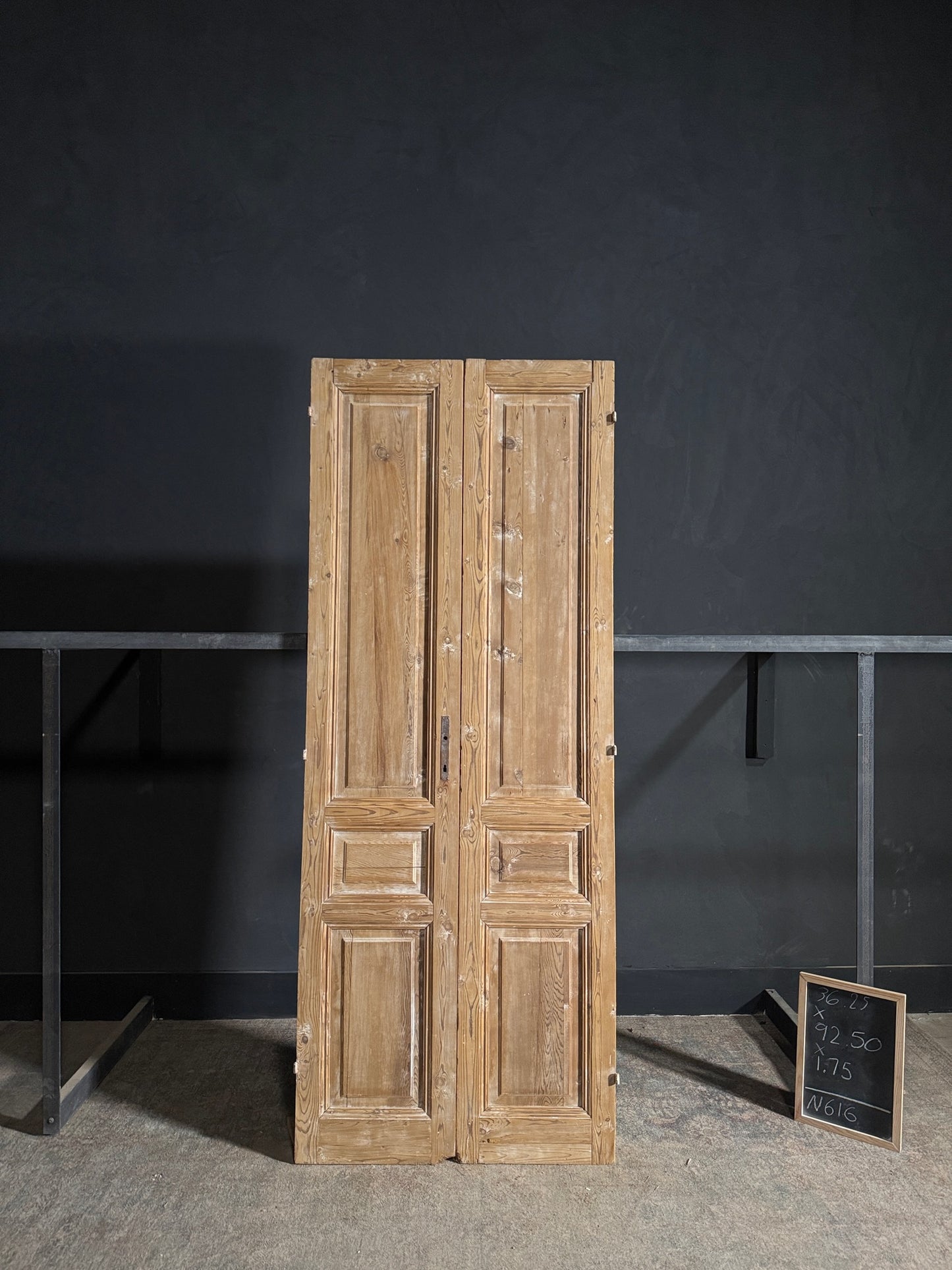 Antique 3 Panel Solid Double Doors - 36.25x92.5 - N616