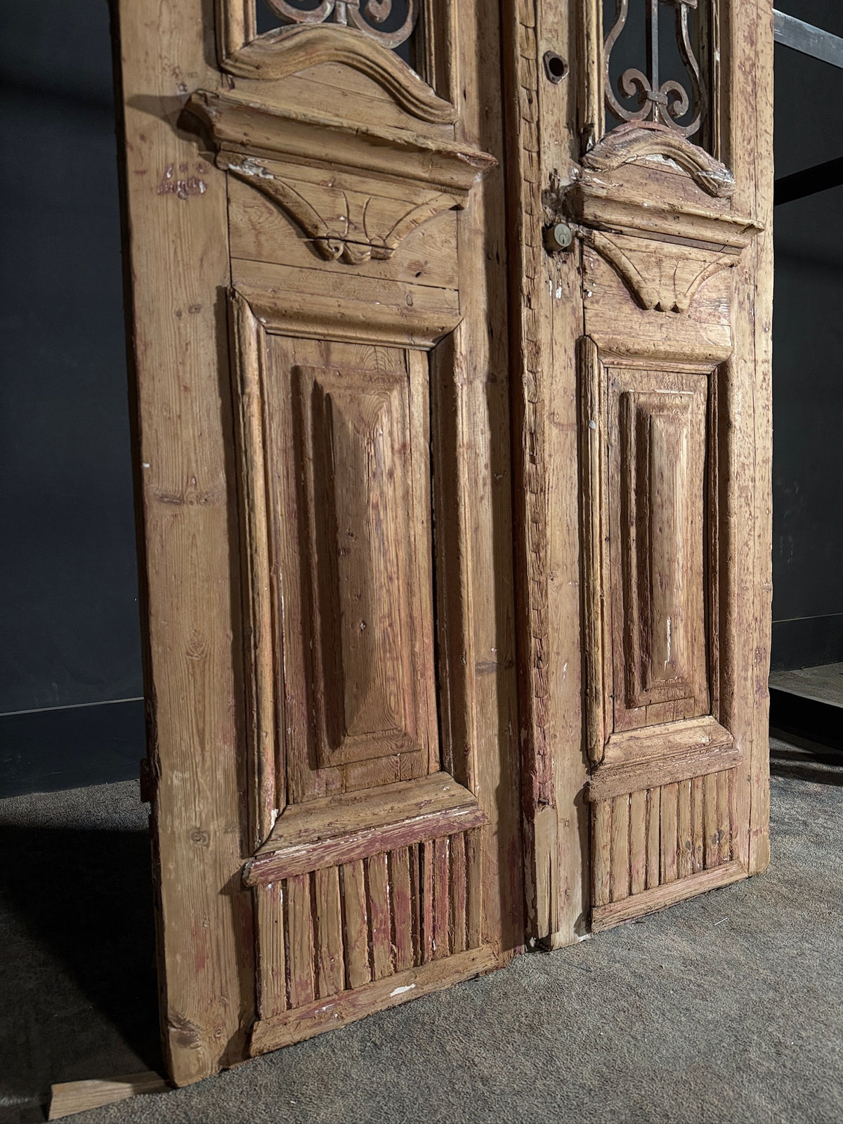 Antique Carved Iron French Doors - 41x99 - N598