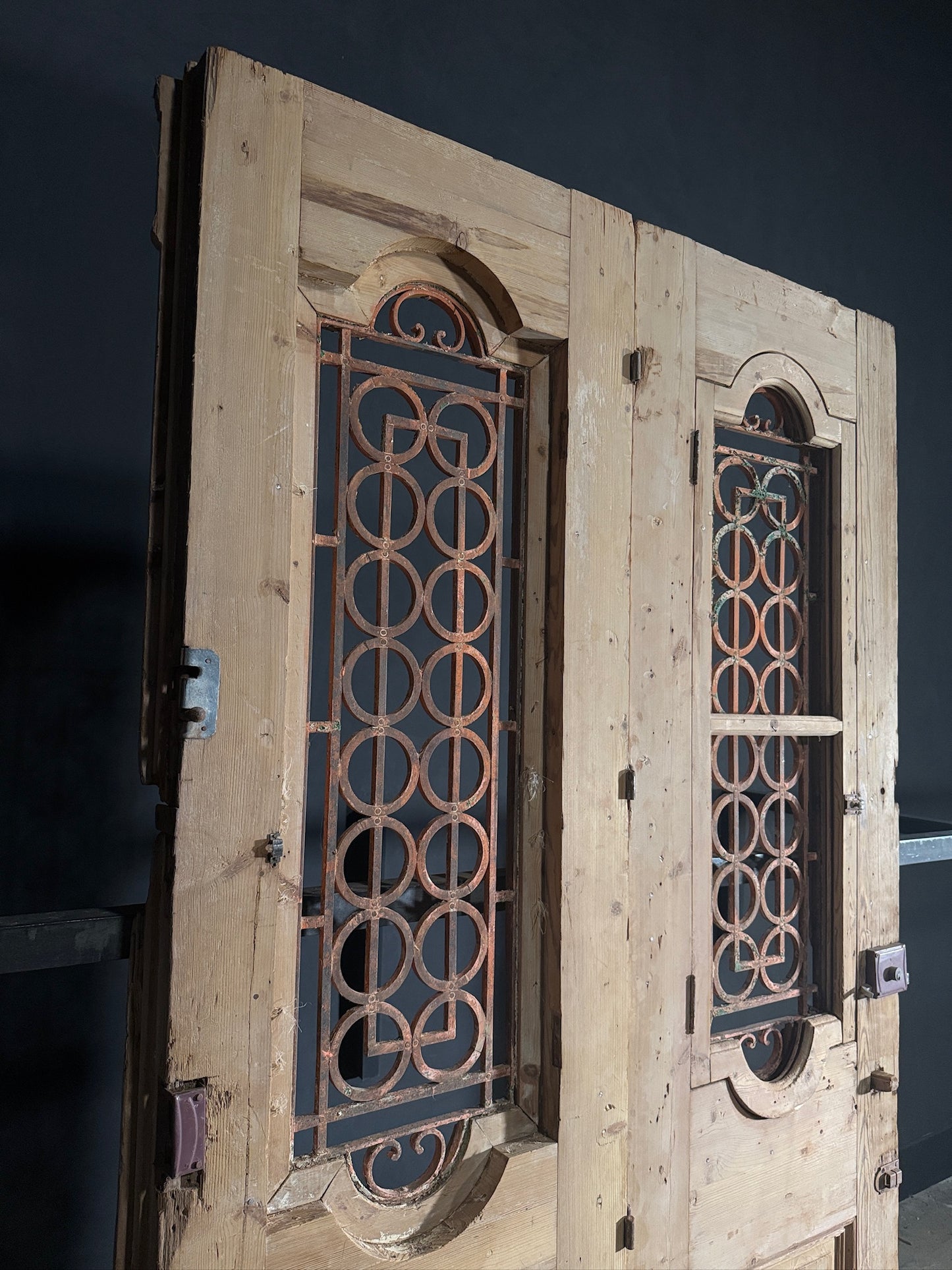 Antique Carved Iron French Doors - 53.5x100 - N589