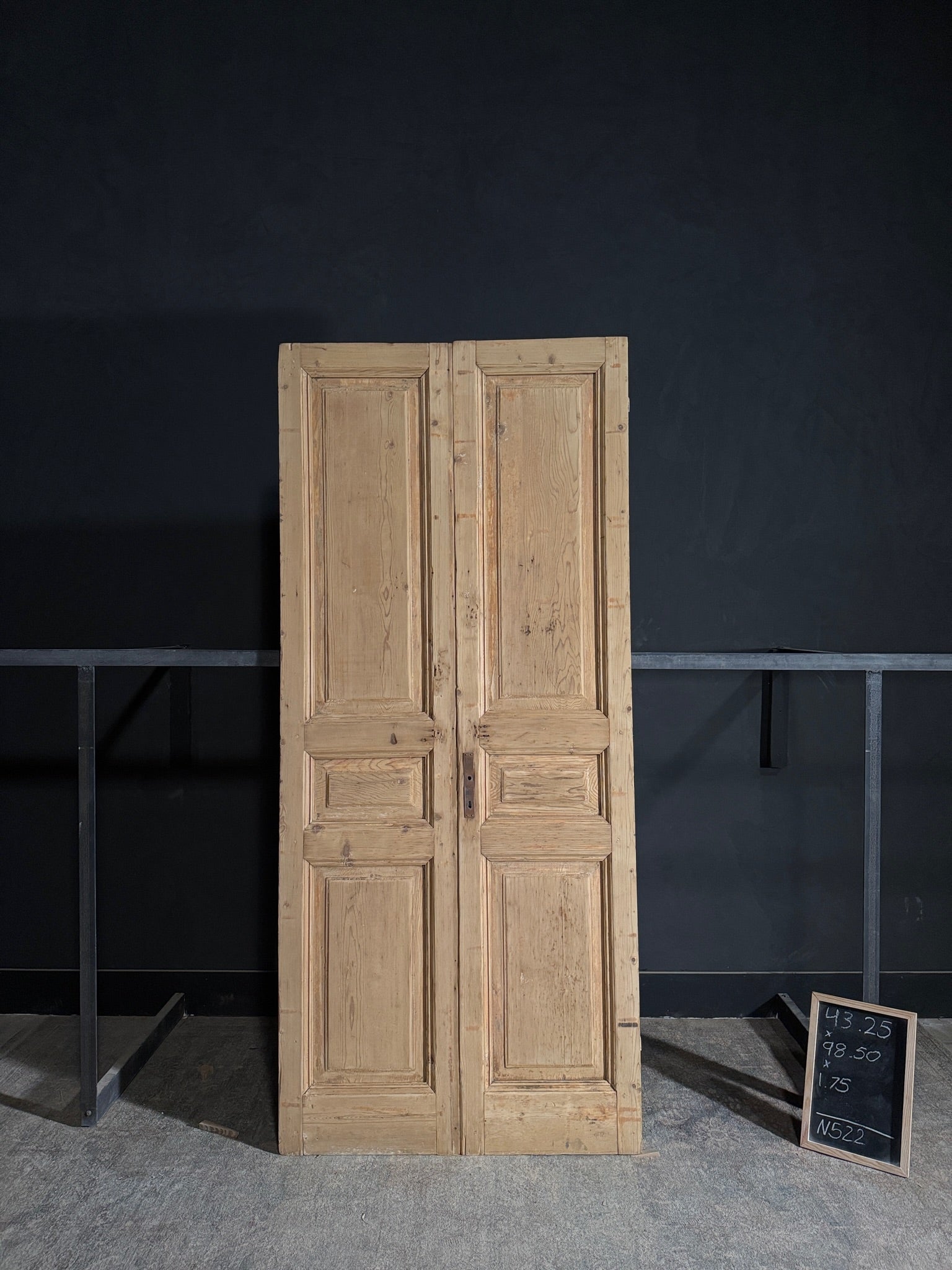 Antique 3 Panel Solid Double Doors - 43.25x98.5 - N522
