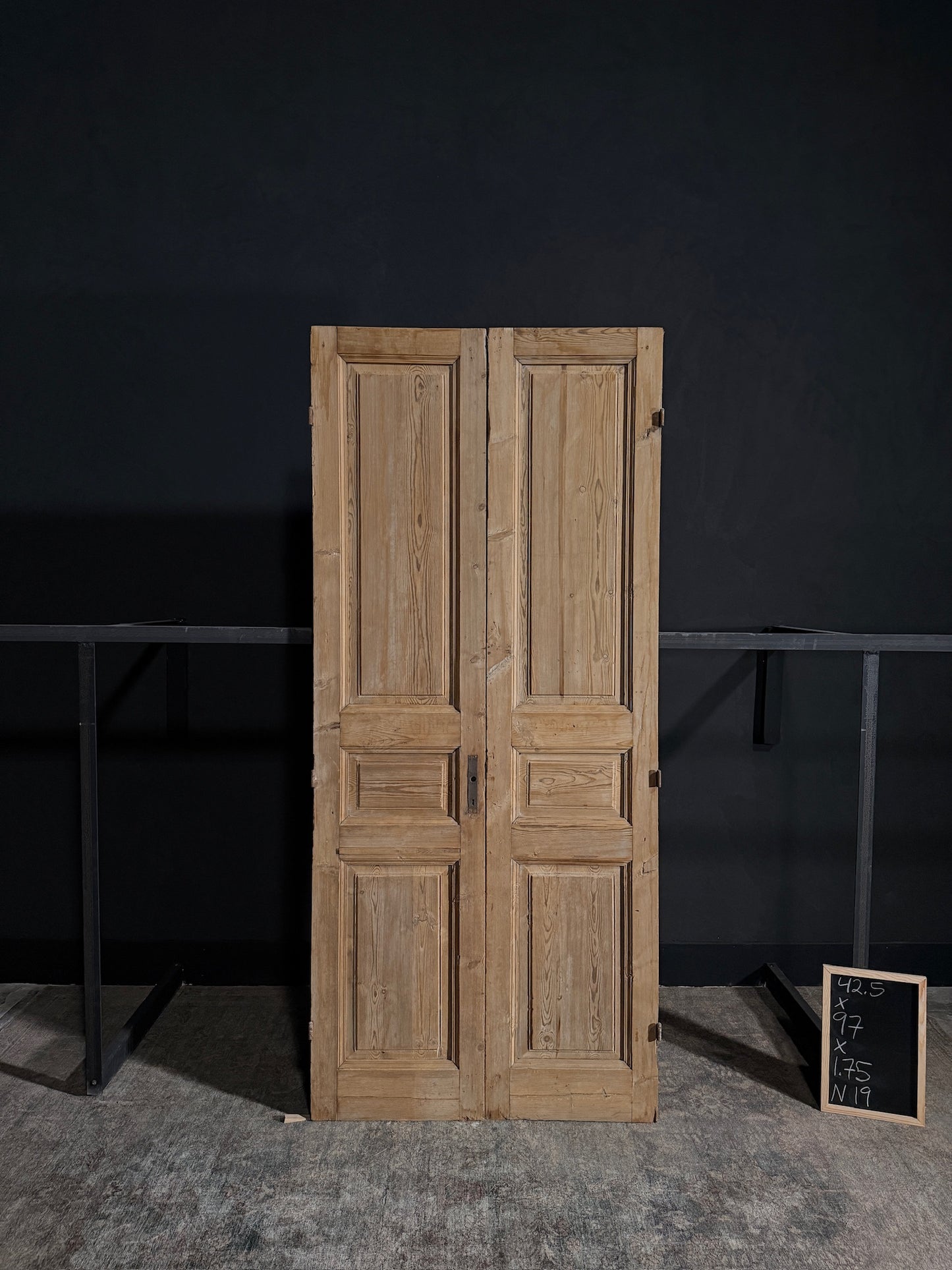 Antique Iron 3 Panel Double Doors - 42.5x97 - N19