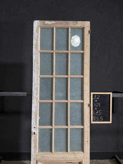 Antique Obscured Glass 15 Lite Single Door - 32x101 - N85