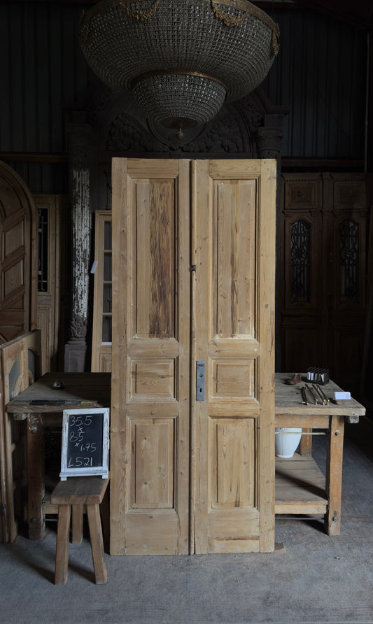 Antique 4 Panel Double Doors - 35.5x97 - L521