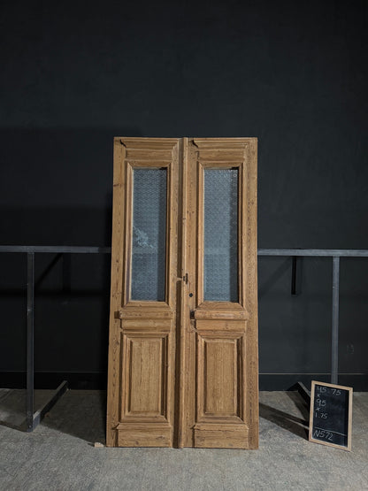 Antique Obscured Glass 1 Lite French Doors - 45.75x95 - N572