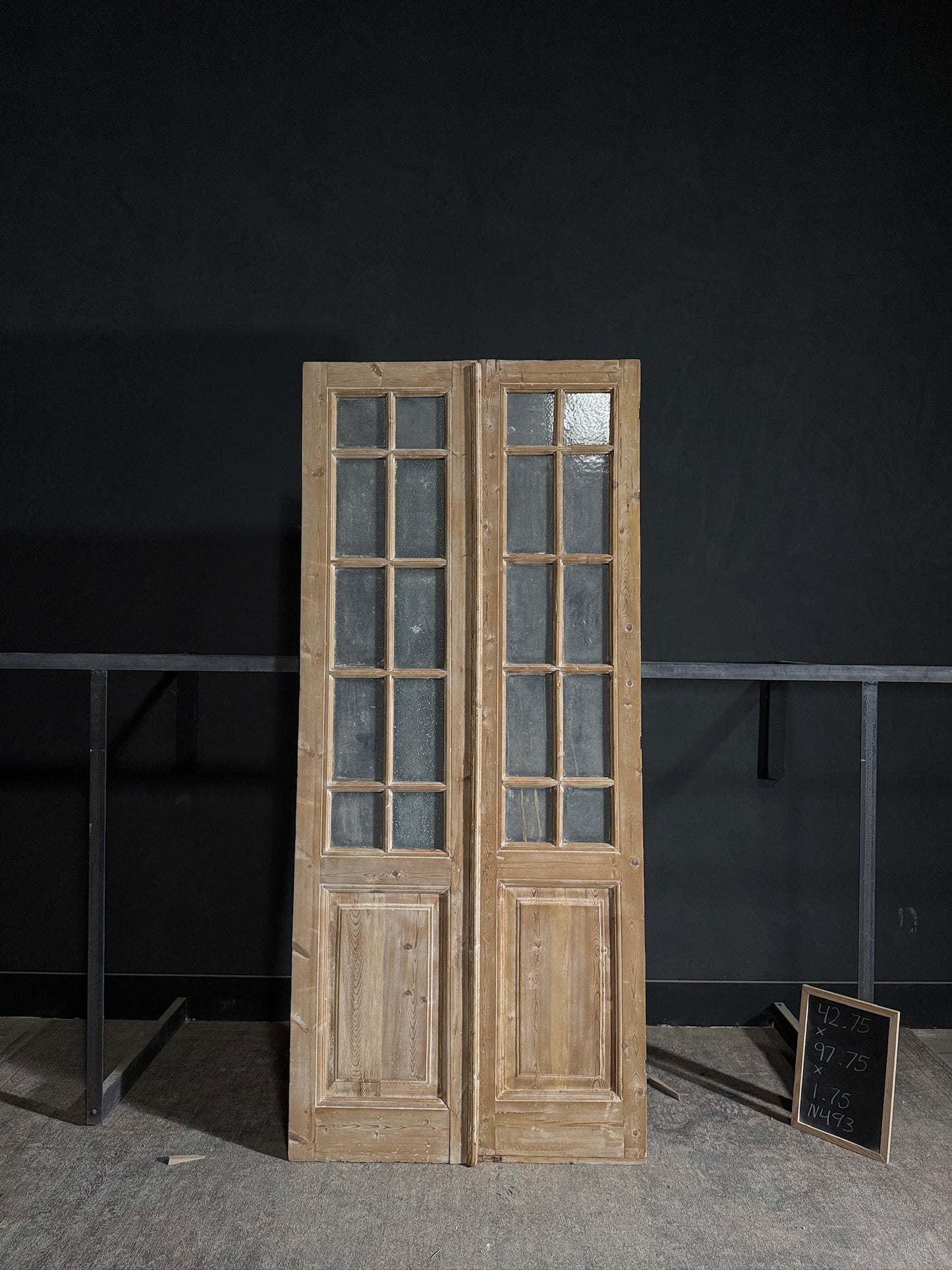 Antique Obscured Glass French Doors - 42.75x97.75 - N493