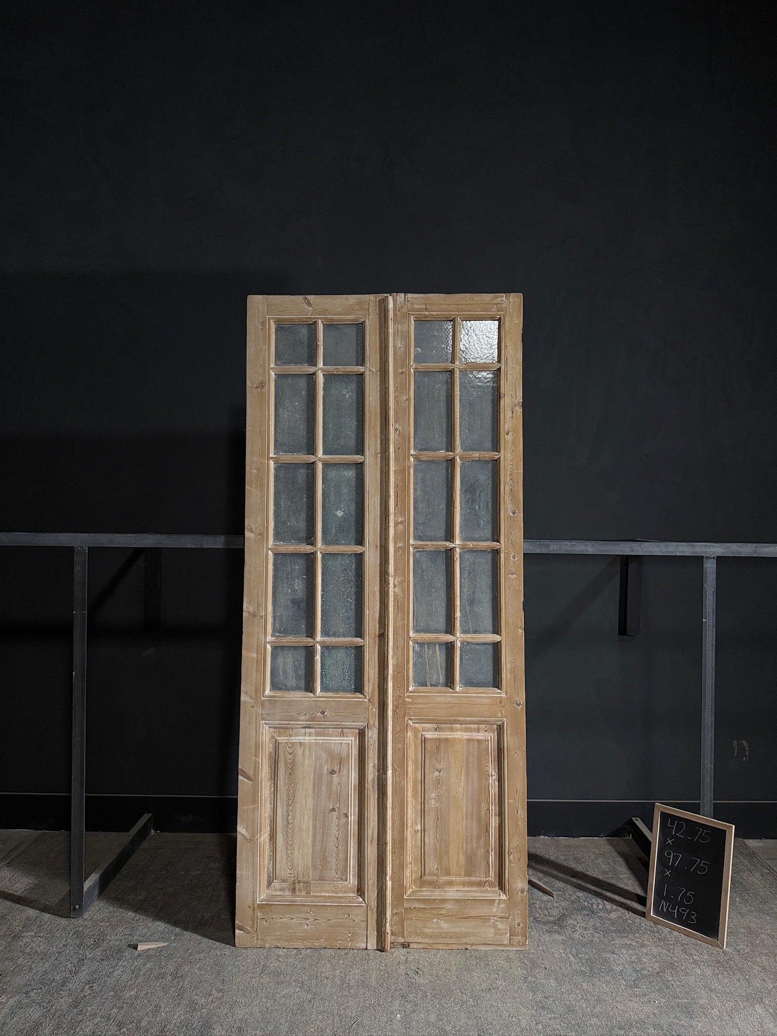 Antique Obscured Glass French Doors - 42.75x97.75 - N493