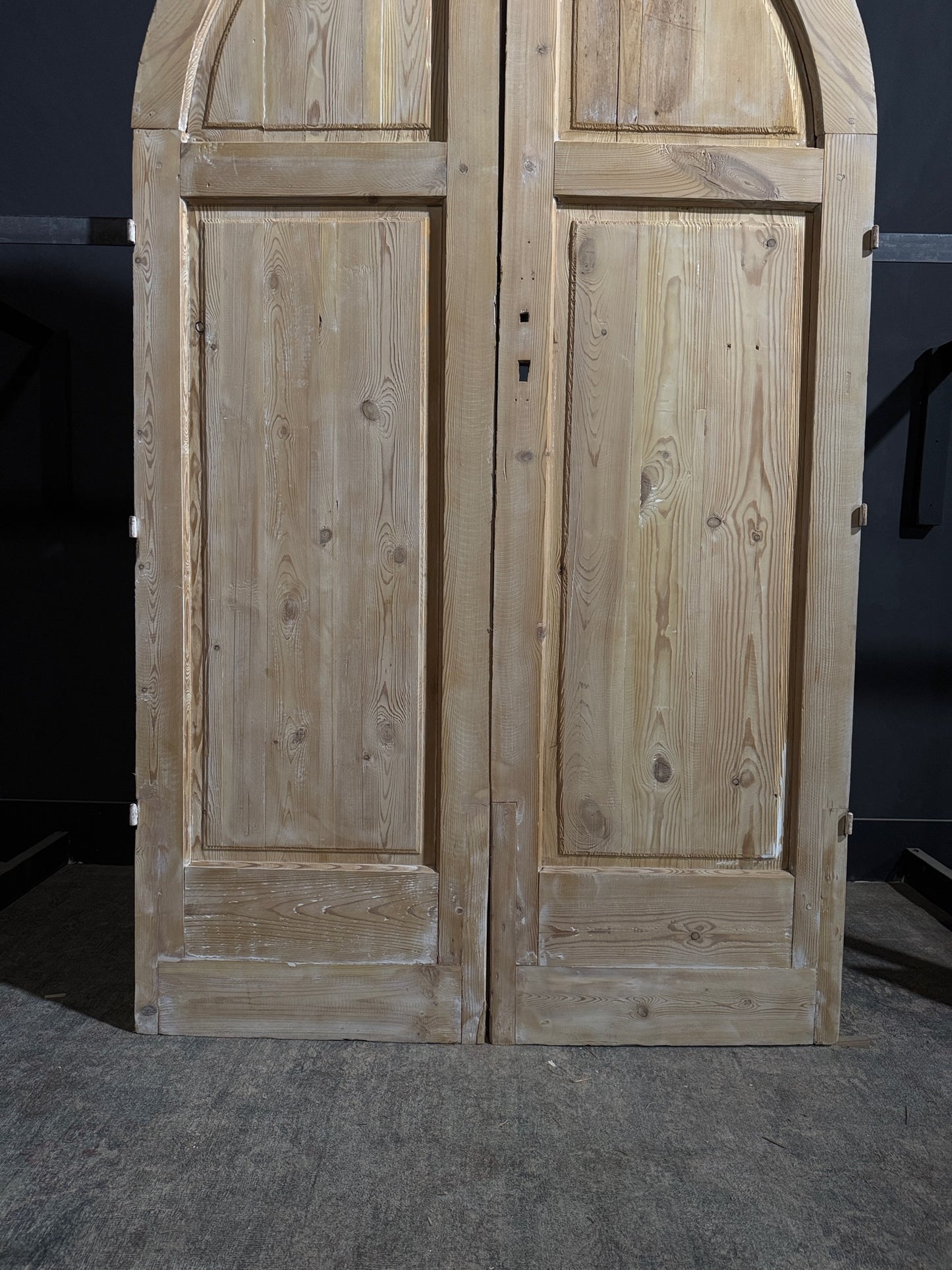 Antique Carved 2 Panel Arched Double Doors - 52.5x90.5 - N262