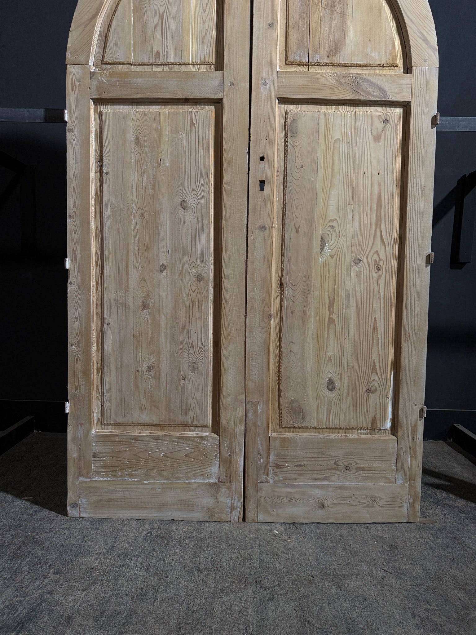 Antique Carved 2 Panel Arched Double Doors - 52.5x90.5 - N262