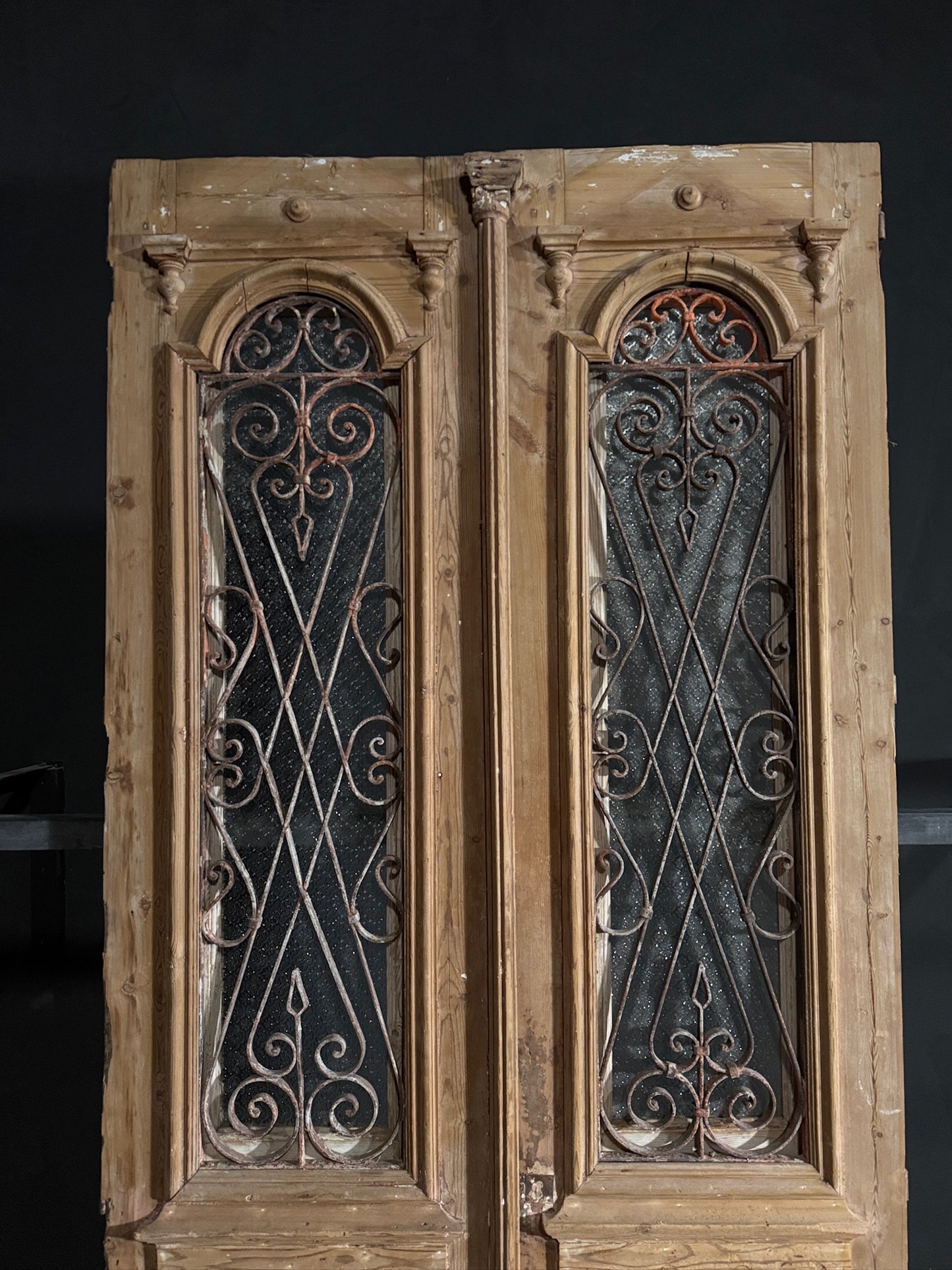Antique Carved Iron French Doors - 49.5x101.5 - N484