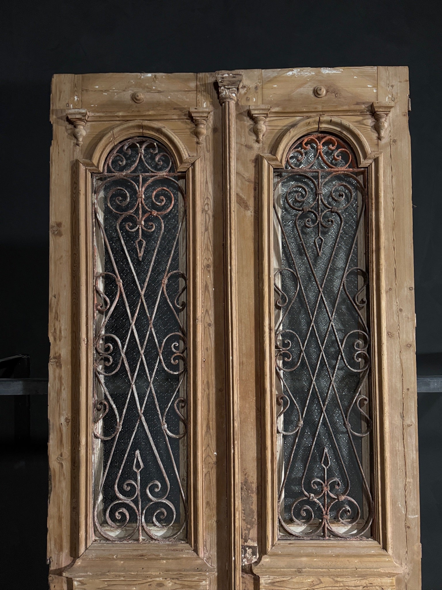 Antique Carved Iron French Doors - 49.5x101.5 - N484