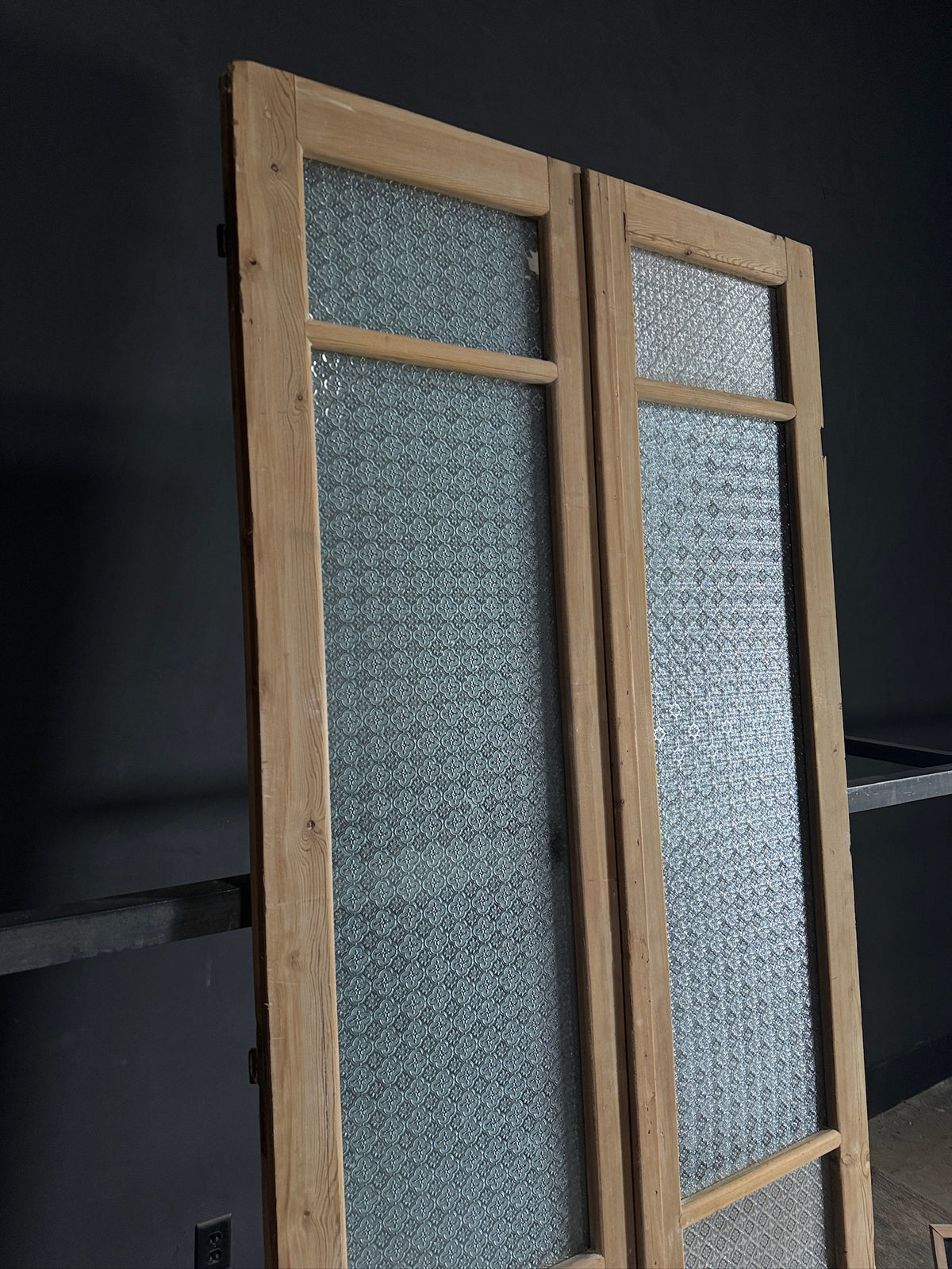 Antique Obscured Glass 2 Lite French Doors - 43.75x100.5 - N582