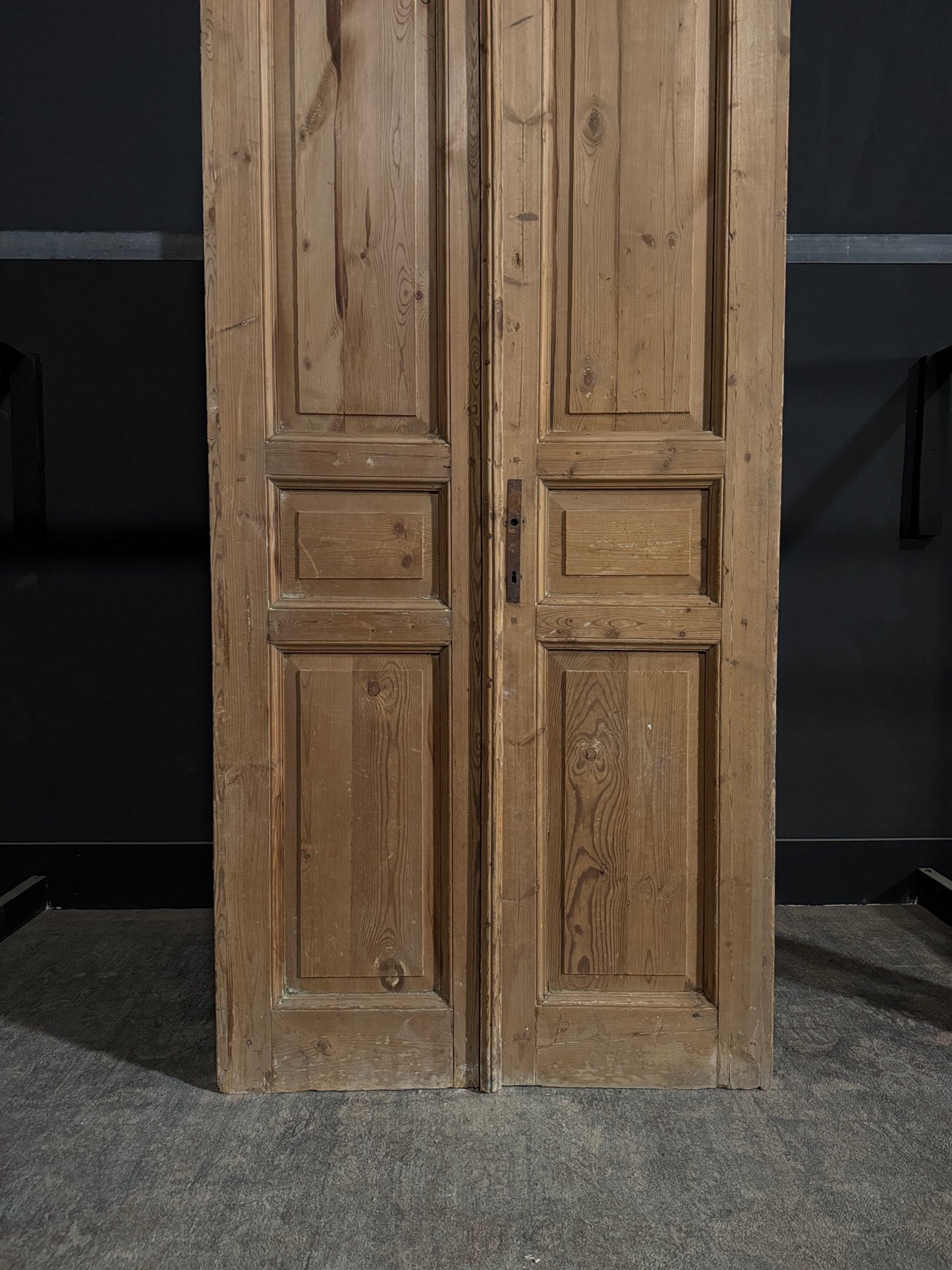 Antique 3 Panel Solid Double Doors - 39.25x93 - N347