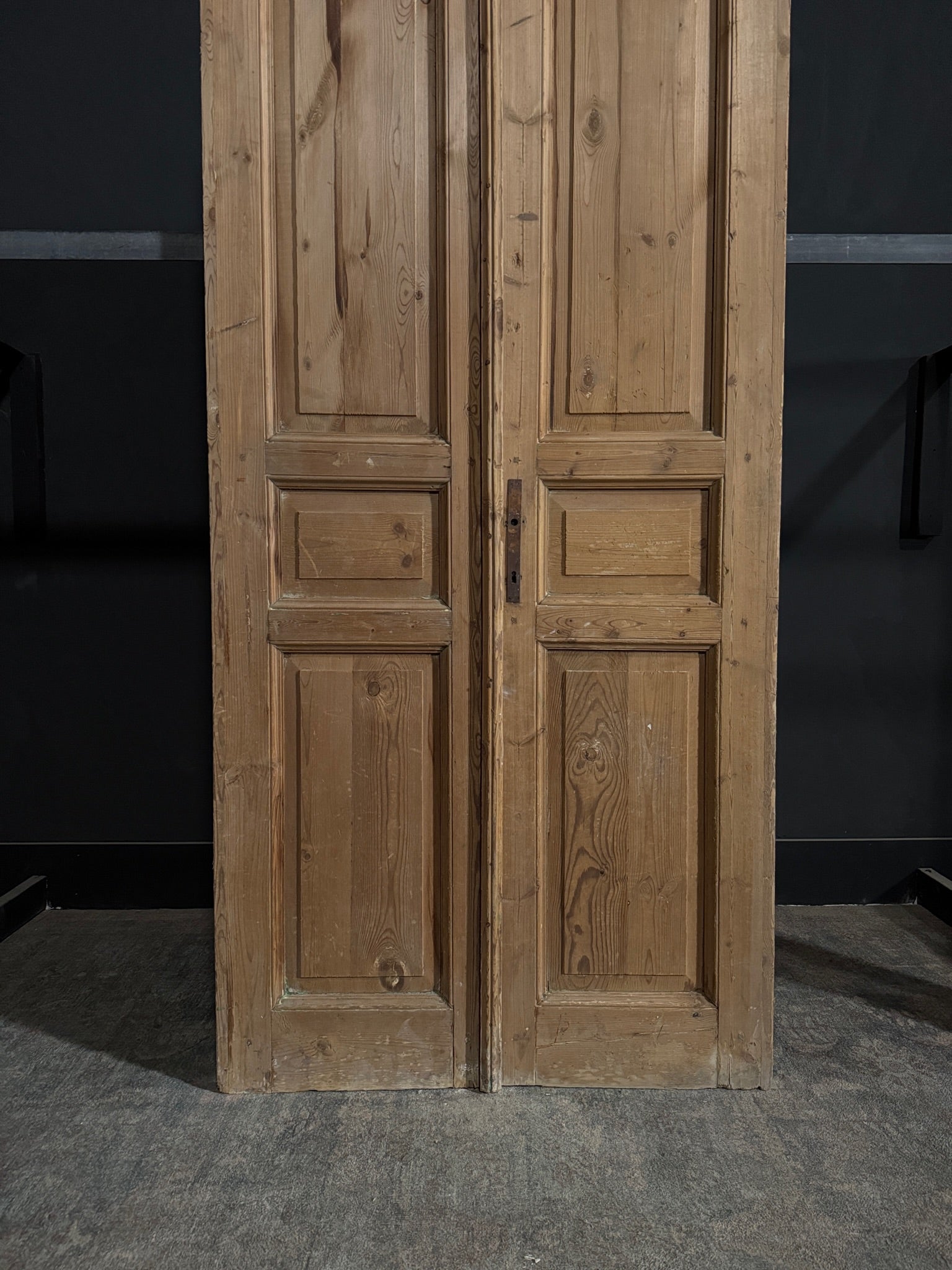 Antique 3 Panel Solid Double Doors - 39.25x93 - N347