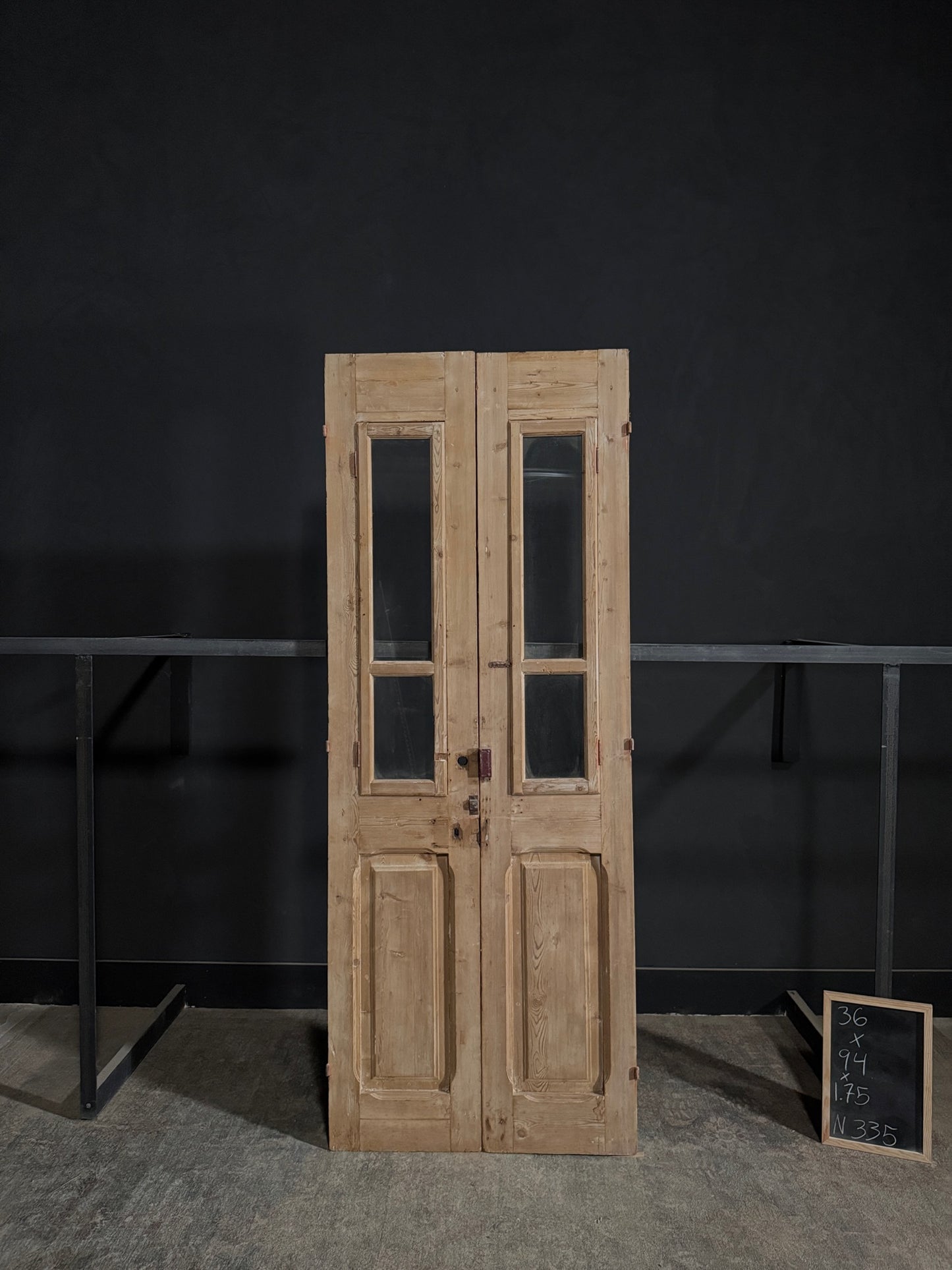 Antique Carved 2 Lite French Doors - 36x94 - N335