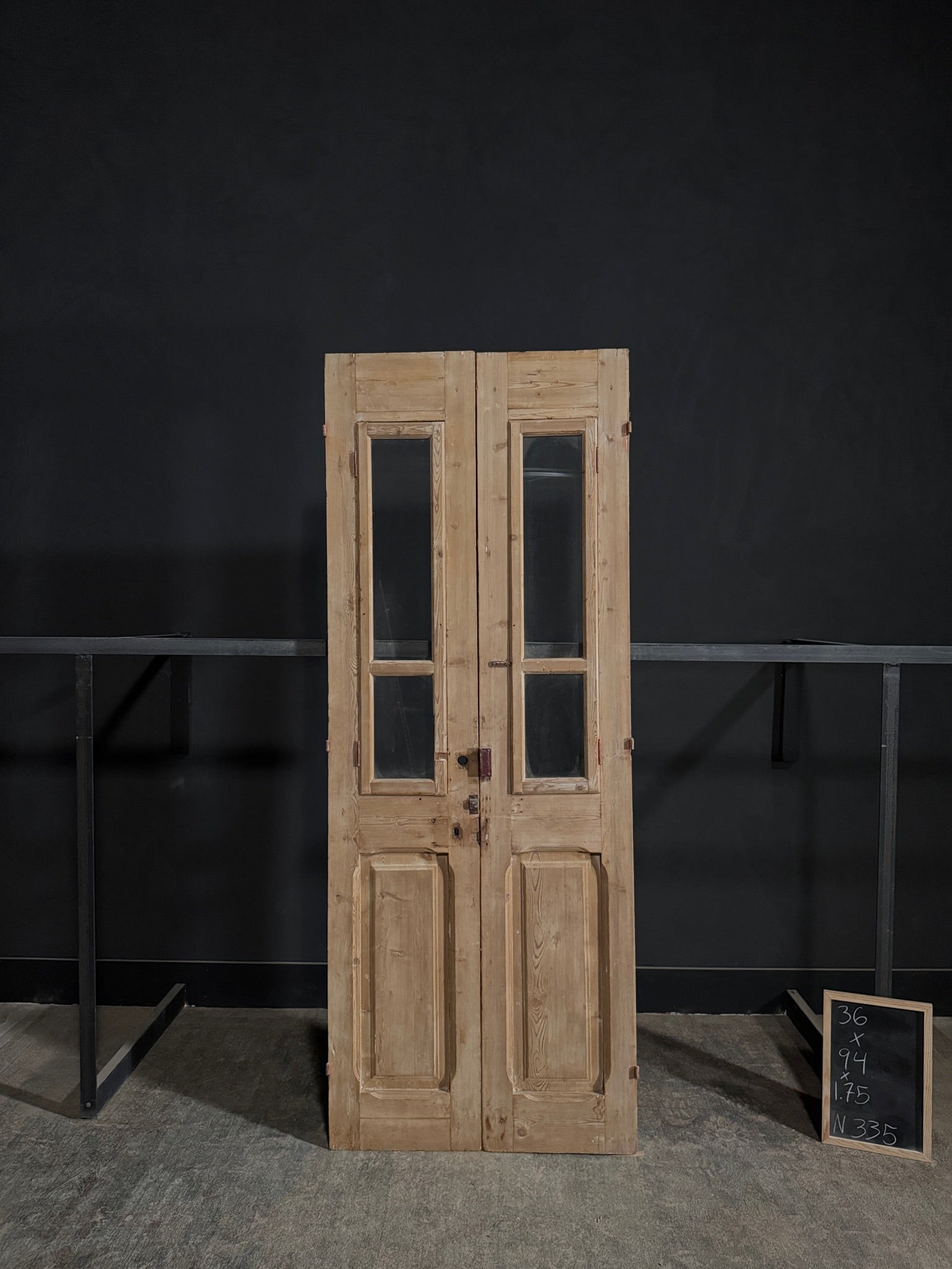 Antique Carved 2 Lite French Doors - 36x94 - N335