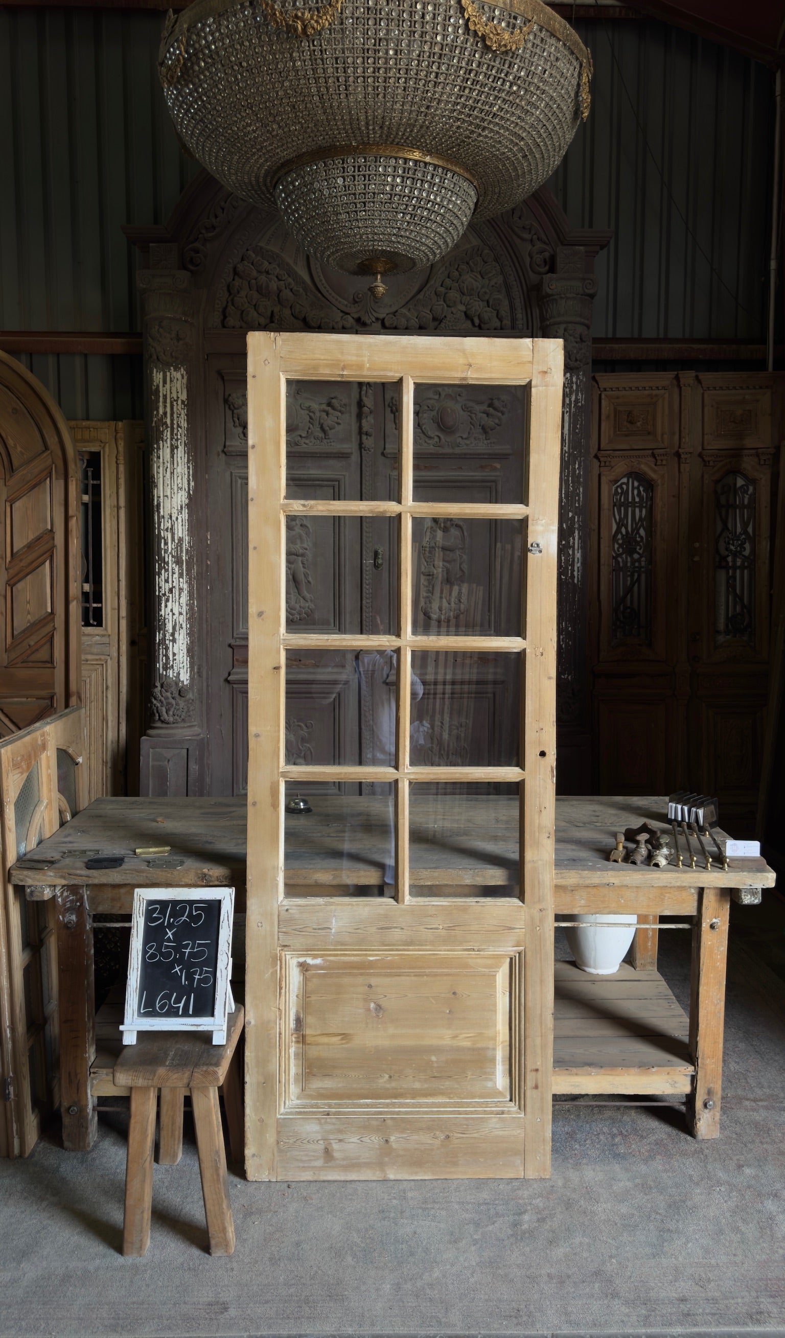 Antique Glass 9 Lite Door - 31.25x85.75 - L641