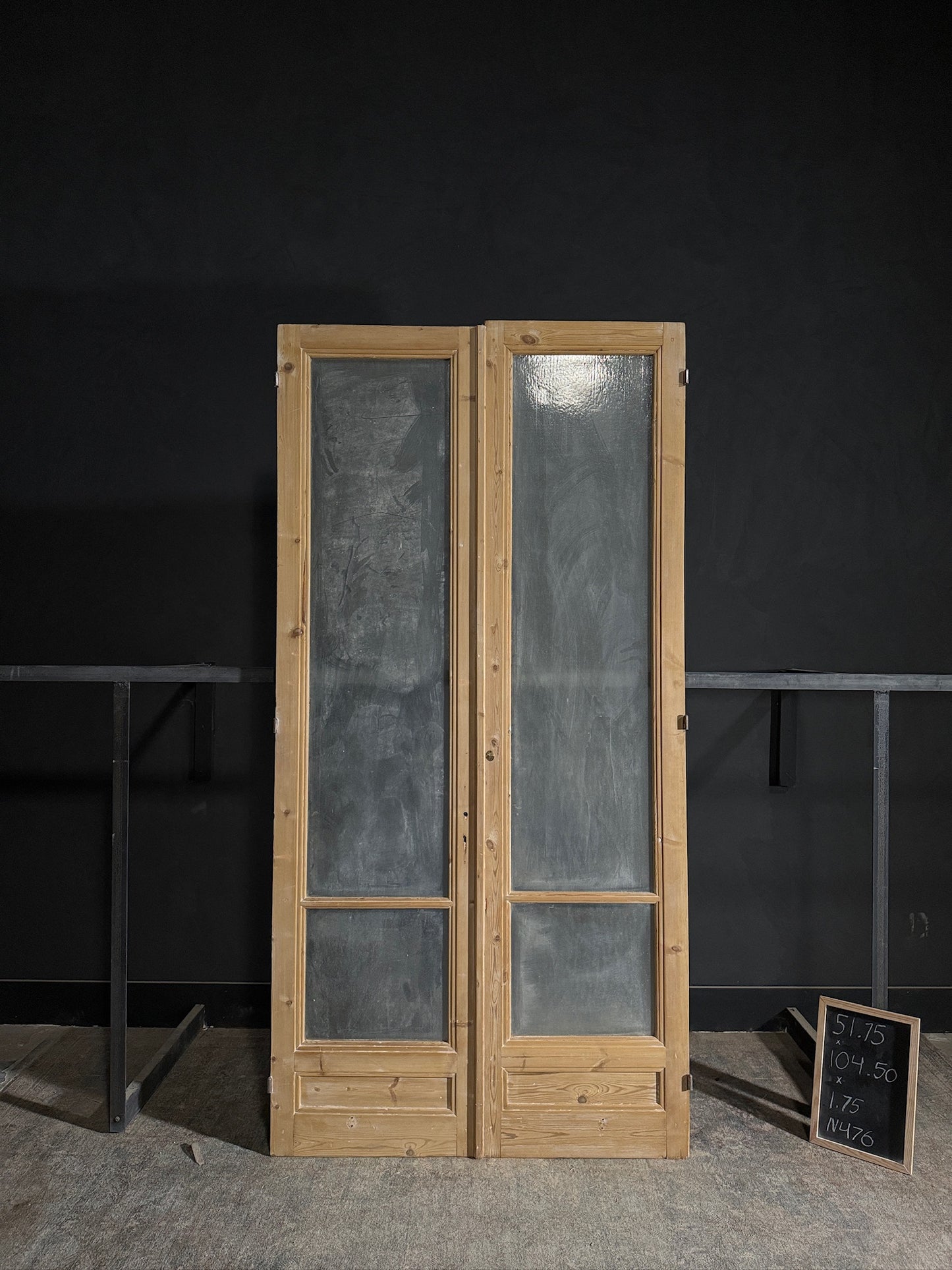 Antique Obscured Glass 2 Lite French Doors - 51.75x104.5 - N476
