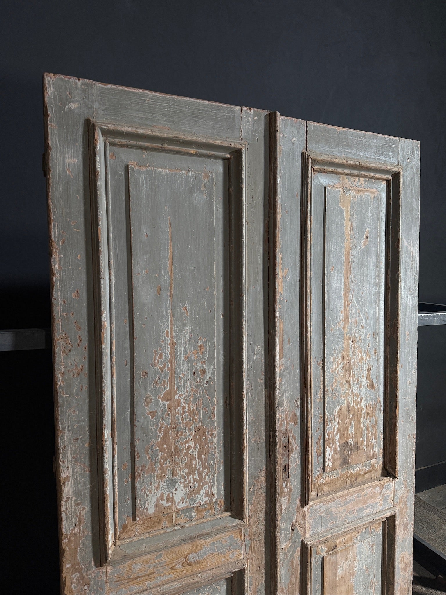 Antique 2 Panel Solid Double Doors - 55.5x87 - N645